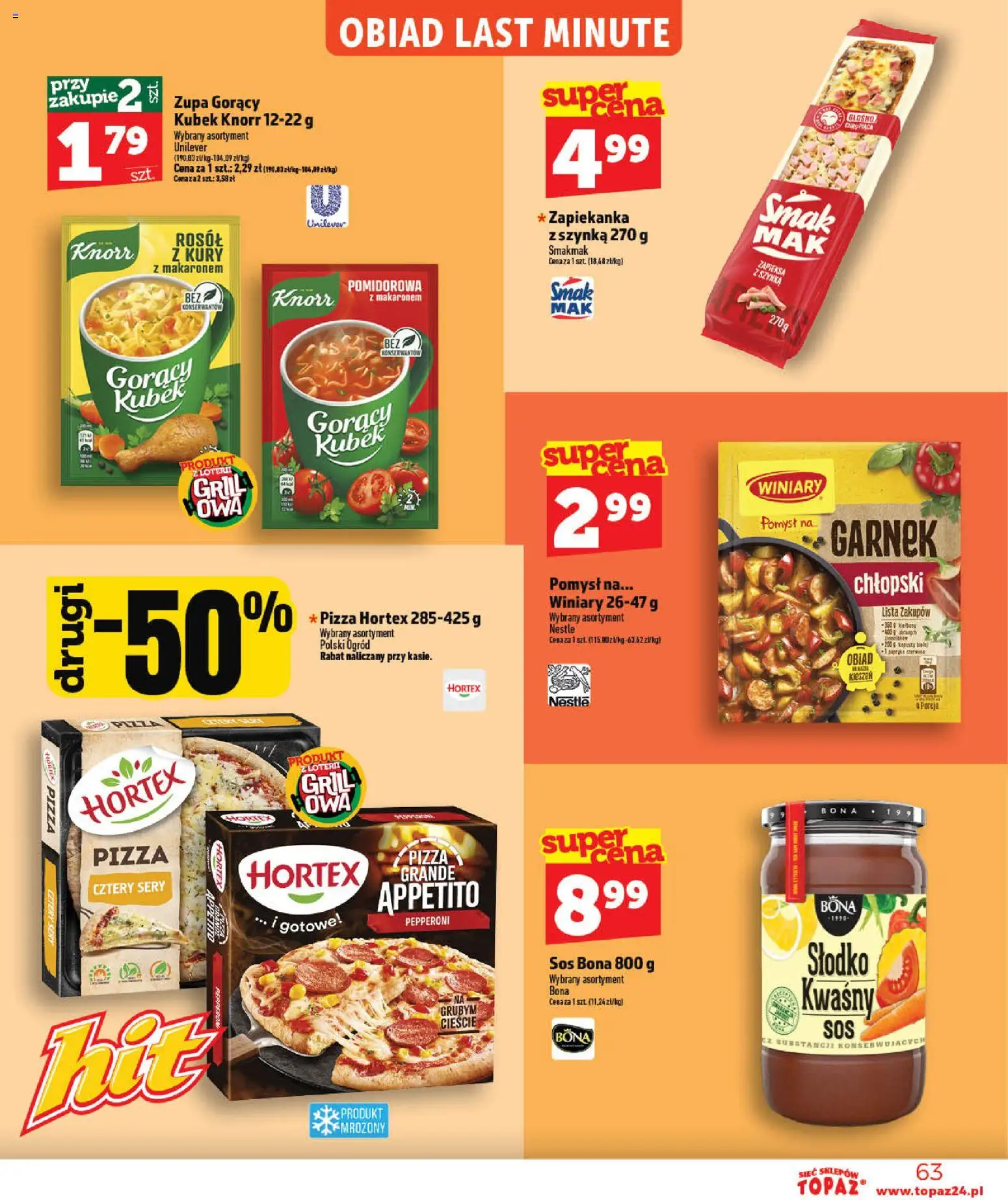Topaz gazetka - Otwarcie Stoczek Łukowski od 30.05.2026 | Strona: 63 | Produkty: Gorący kubek, Szynka, Garnek, Pizza