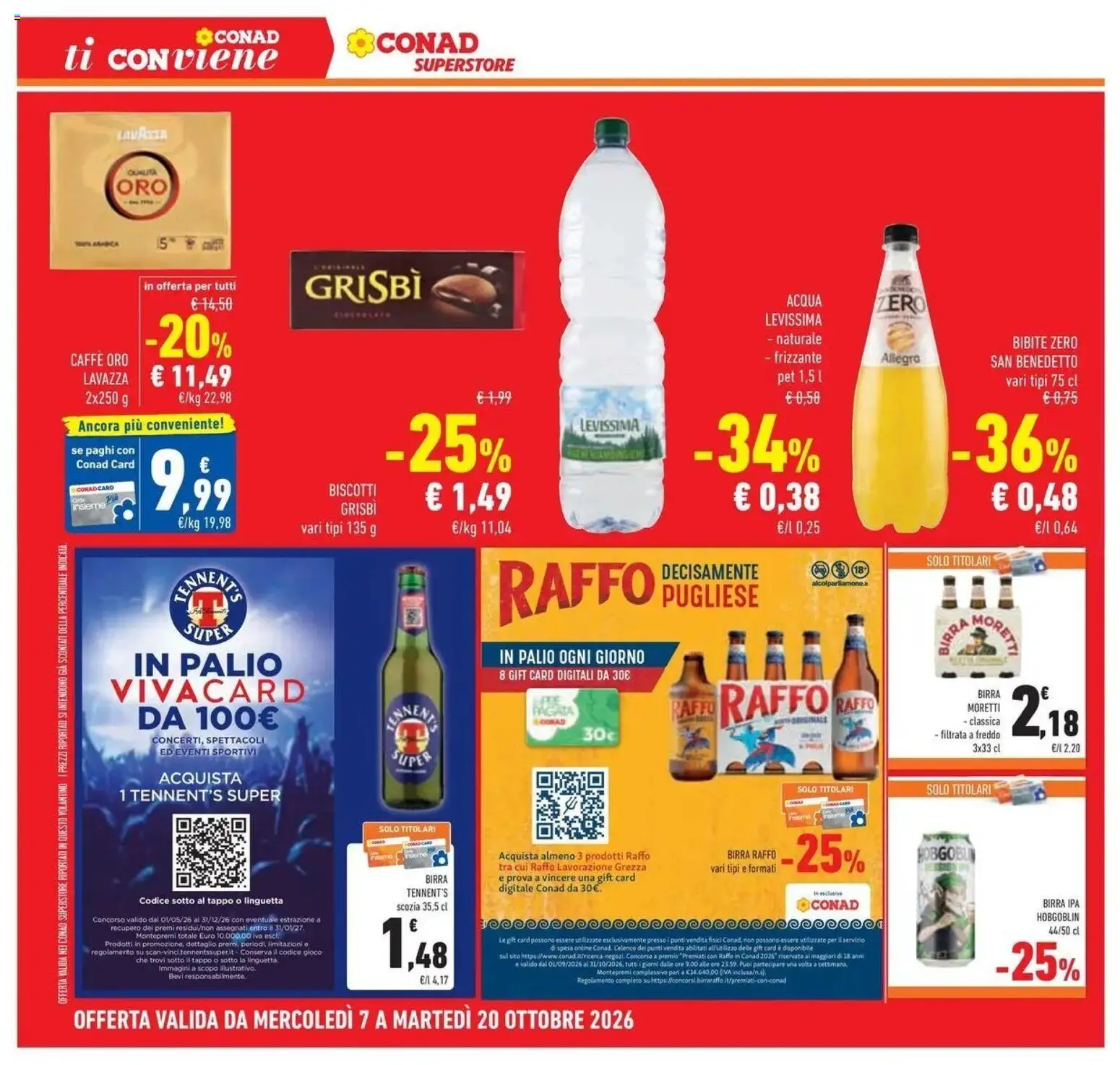 Volantino Conad del 07/10/2026 | Pagina: 34 | Prodotti: Birra Raffo, Caffè, Bibite, Lavazza