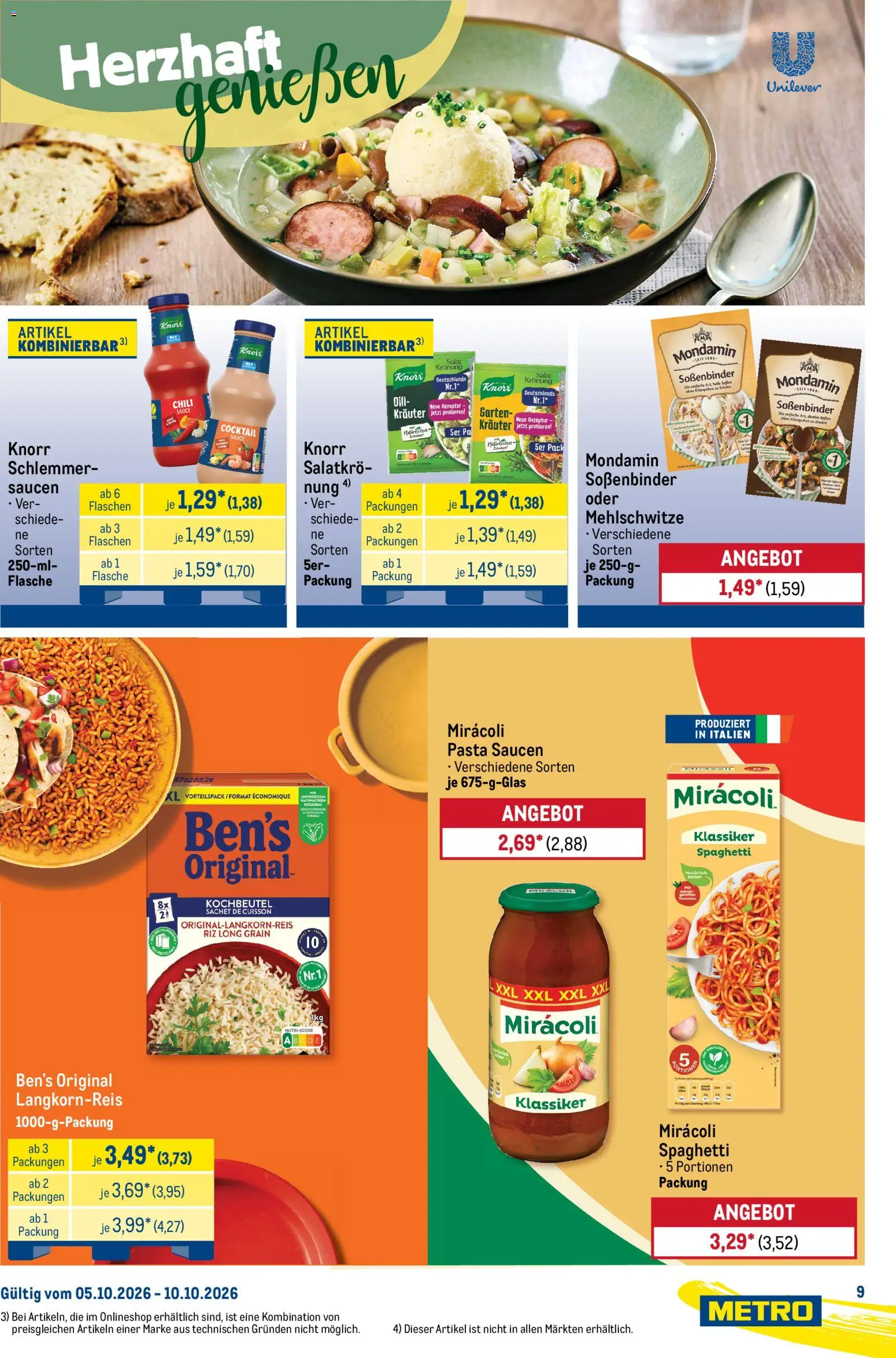 Metro Starke Marken – gültig ab 05.10.2026 | Seite: 9 | Produkte: Spaghetti, Dill, Pasta, Salat