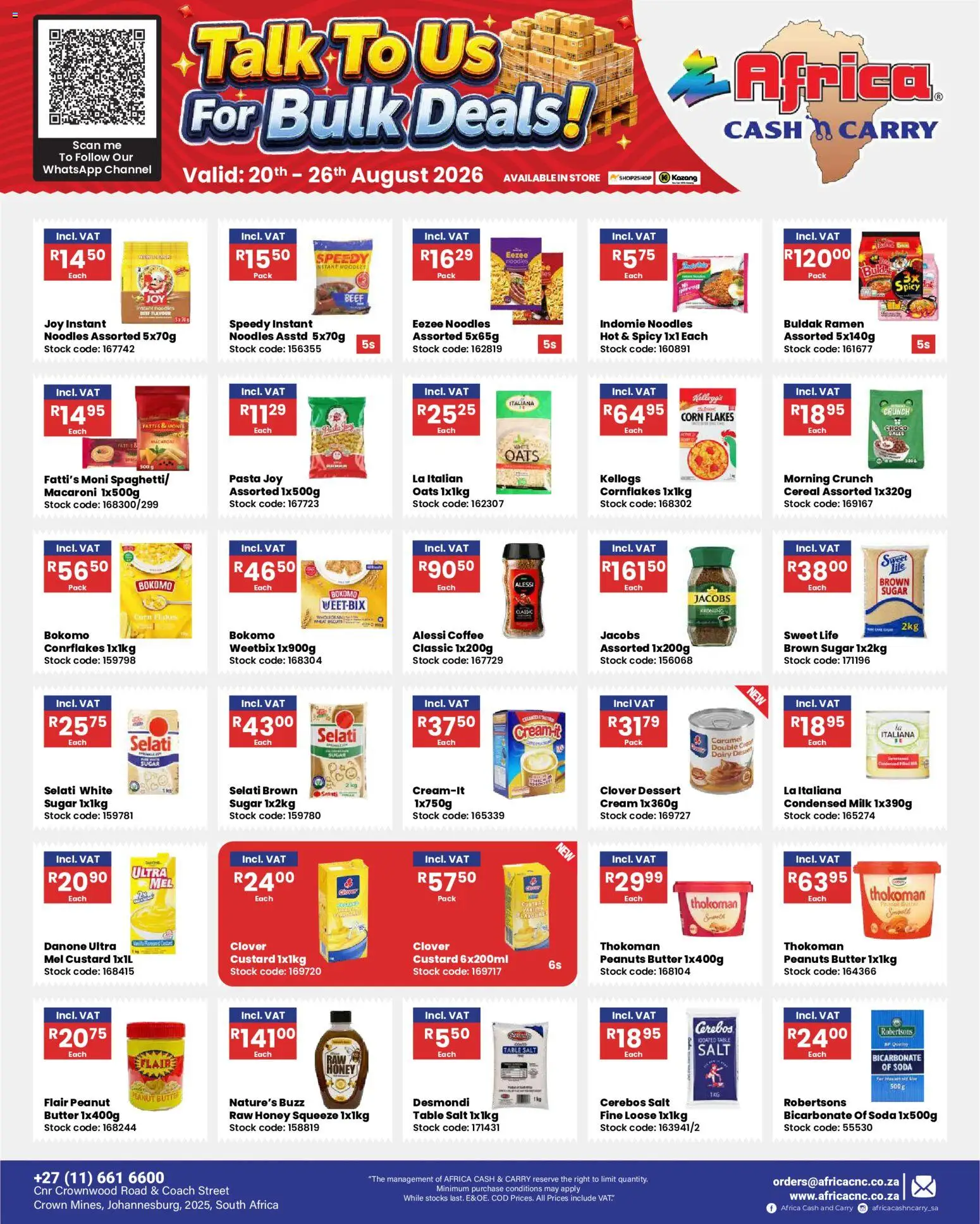 New Africa Cash & Carry catalogue – valid from 20/08/2026 | Page: 28 | Products: Oats, Coffee, Noodles, Cream