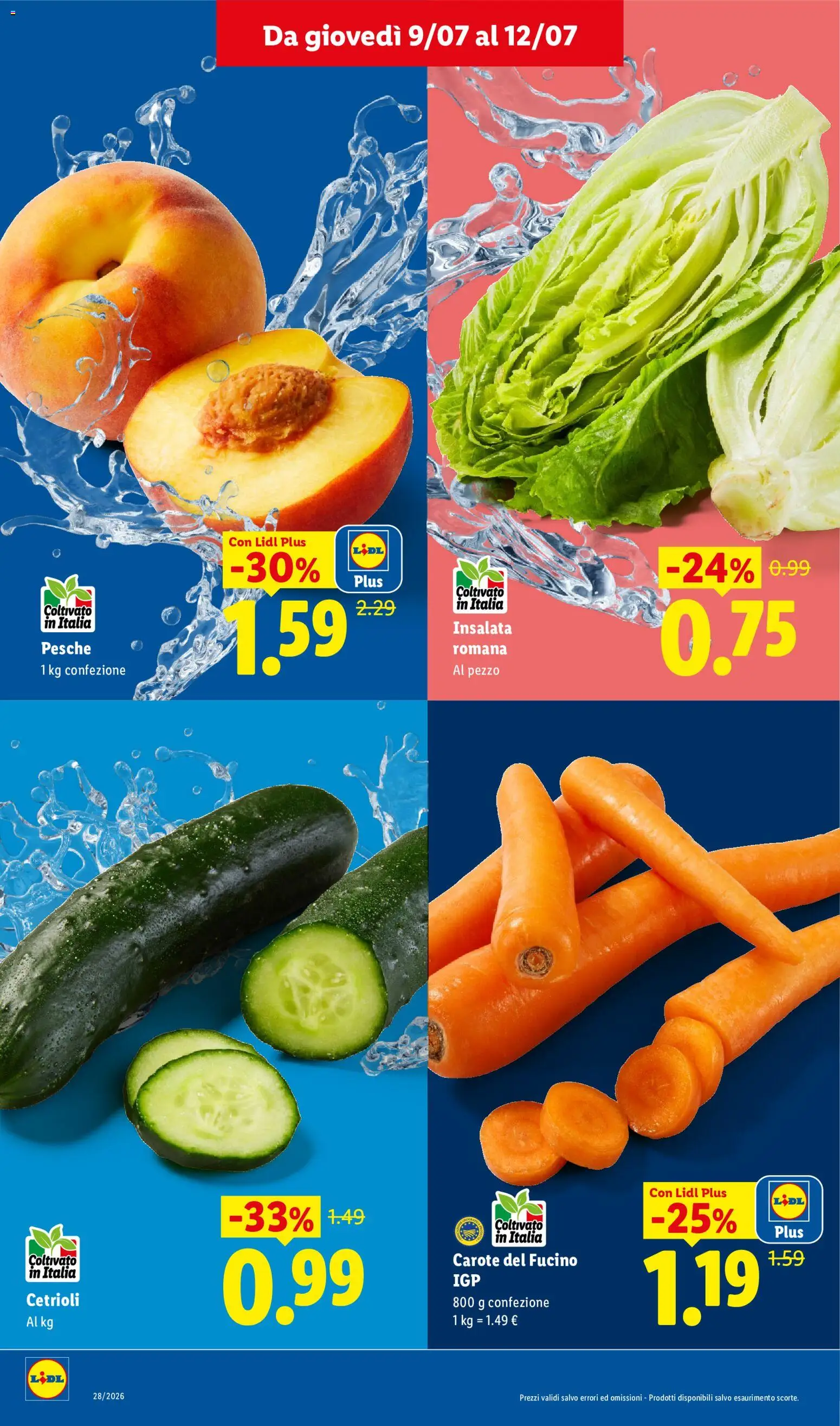 Volantino Lidl del 09/07/2026 | Pagina: 2 | Prodotti: Cetrioli, Insalata, Carote