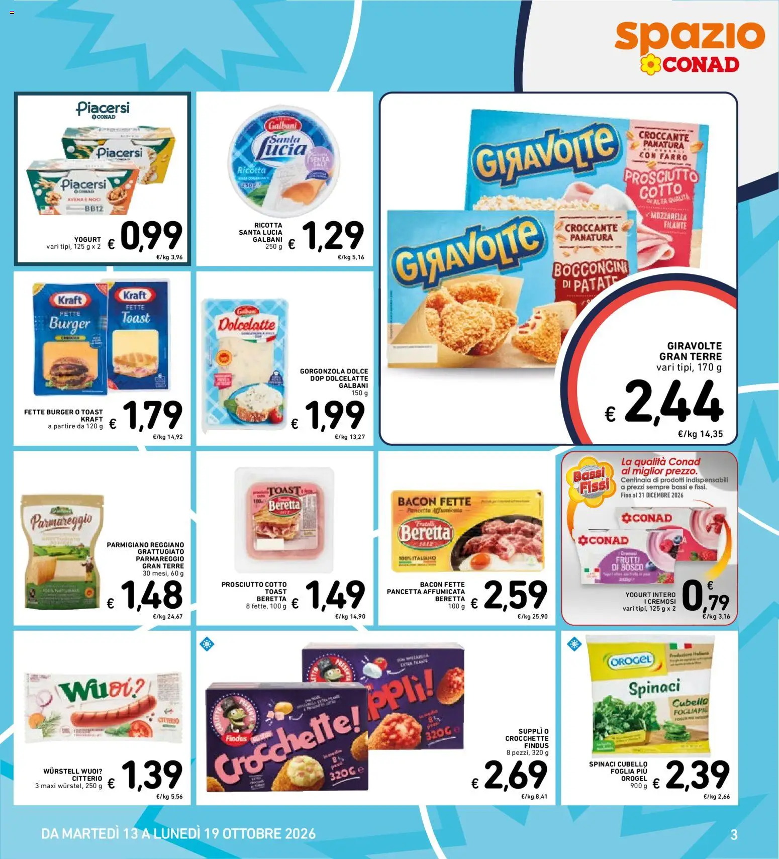 Volantino Spazio Conad del 06/10/2026 | Pagina: 30 | Prodotti: Patate, Mozzarella, Bacon, Parmigiano reggiano
