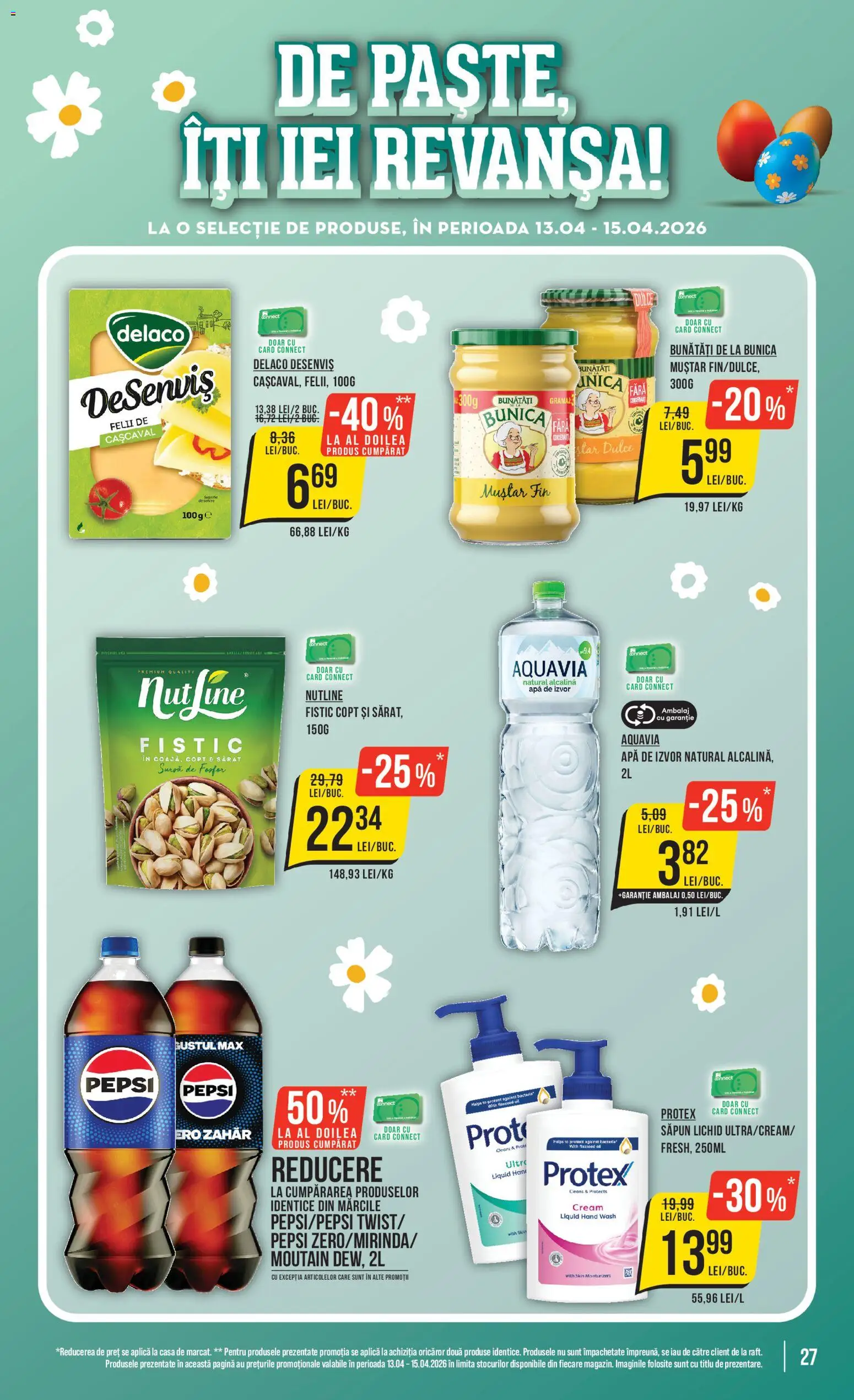 Noul catalog Mega Image – valabil de la 09.04.2026 | Pagină: 27 | Produse: Light Kedi Konservesi, Fistic, Săpun lichid, Zahăr