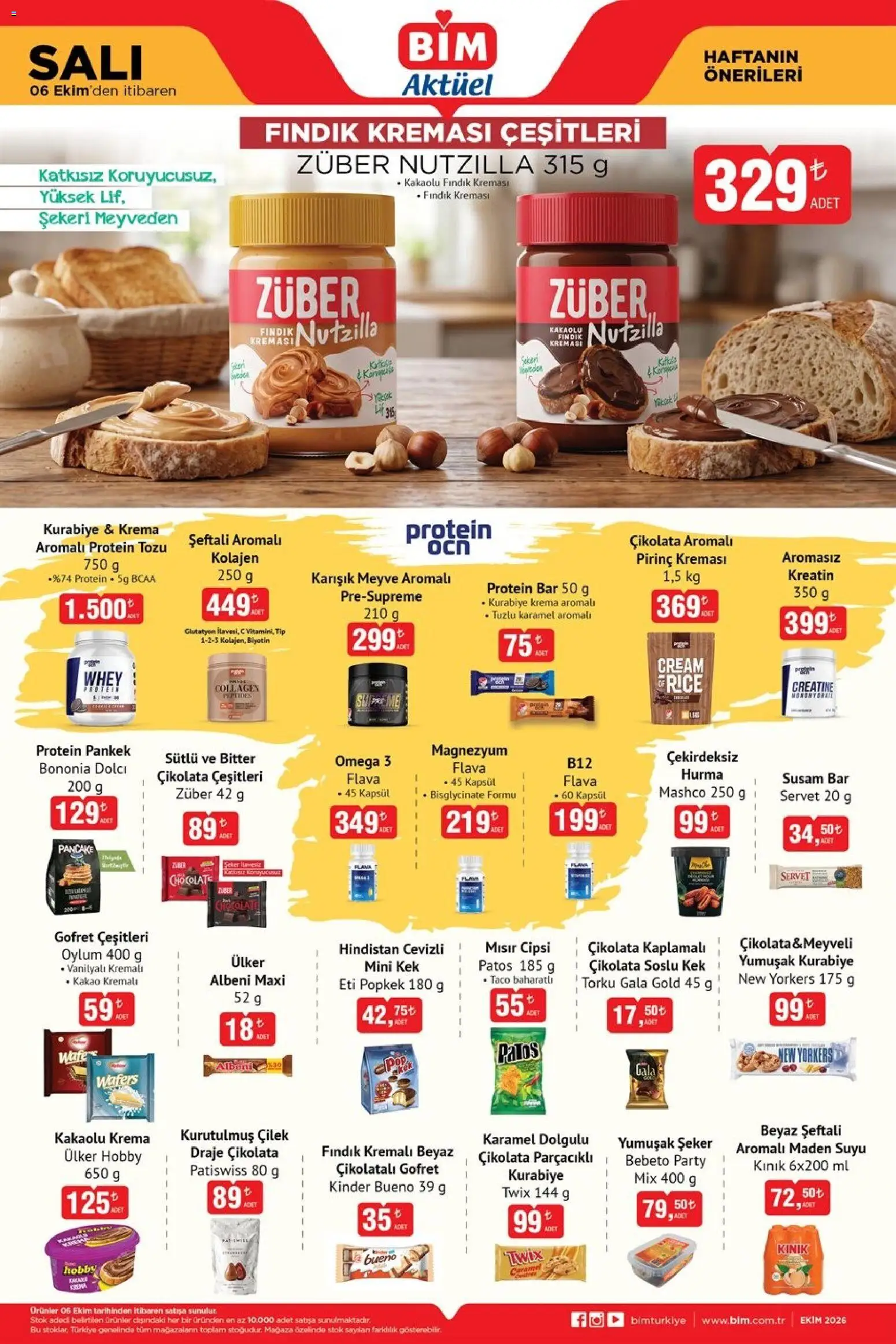 BİM - Katalog Salı - 06 Ekim 2026 tarihinden itibaren geçerlidir | Sayfa: 1 | Ürünler: Pirinç, Krema, Kurabiye, Mısır