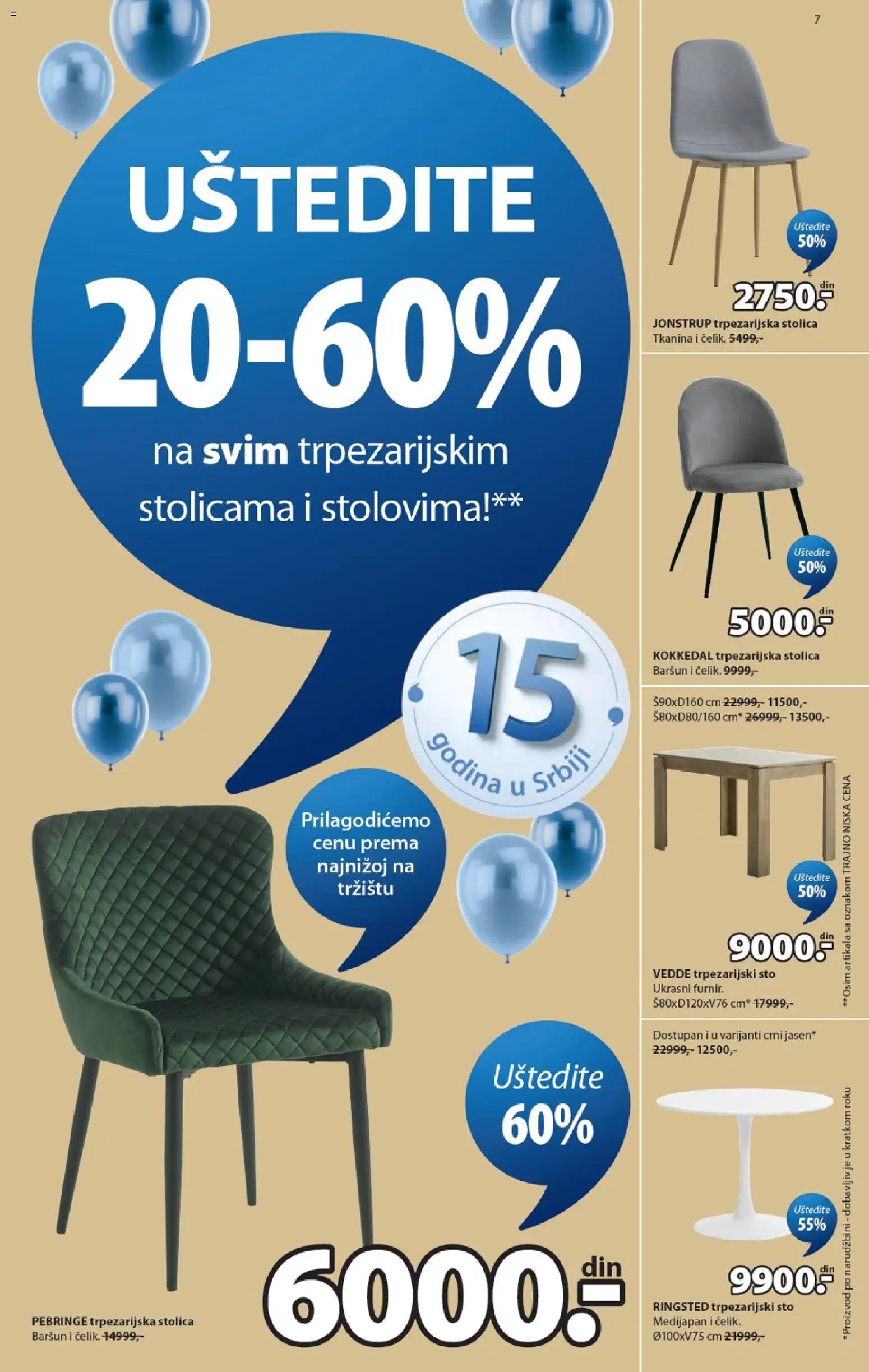 Jysk katalog - važi od 02.09.2026 | Strana: 7 | Proizvode: Sto, Stolica, Trpezarijski sto