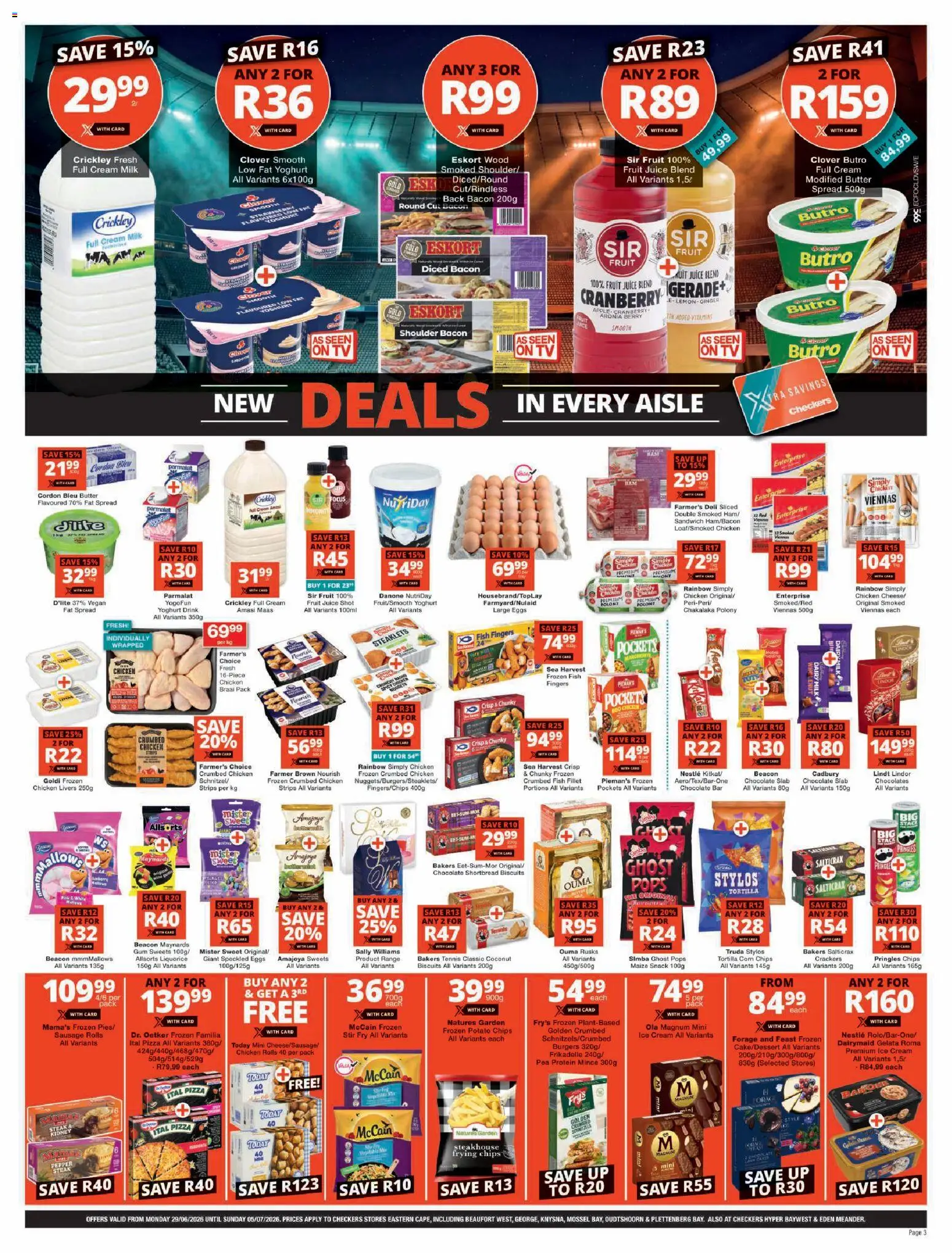 New Checkers catalogue – valid from 29/06/2026 | Page: 3 | Products: Yoghurt, Milk, Fry's, Sausage