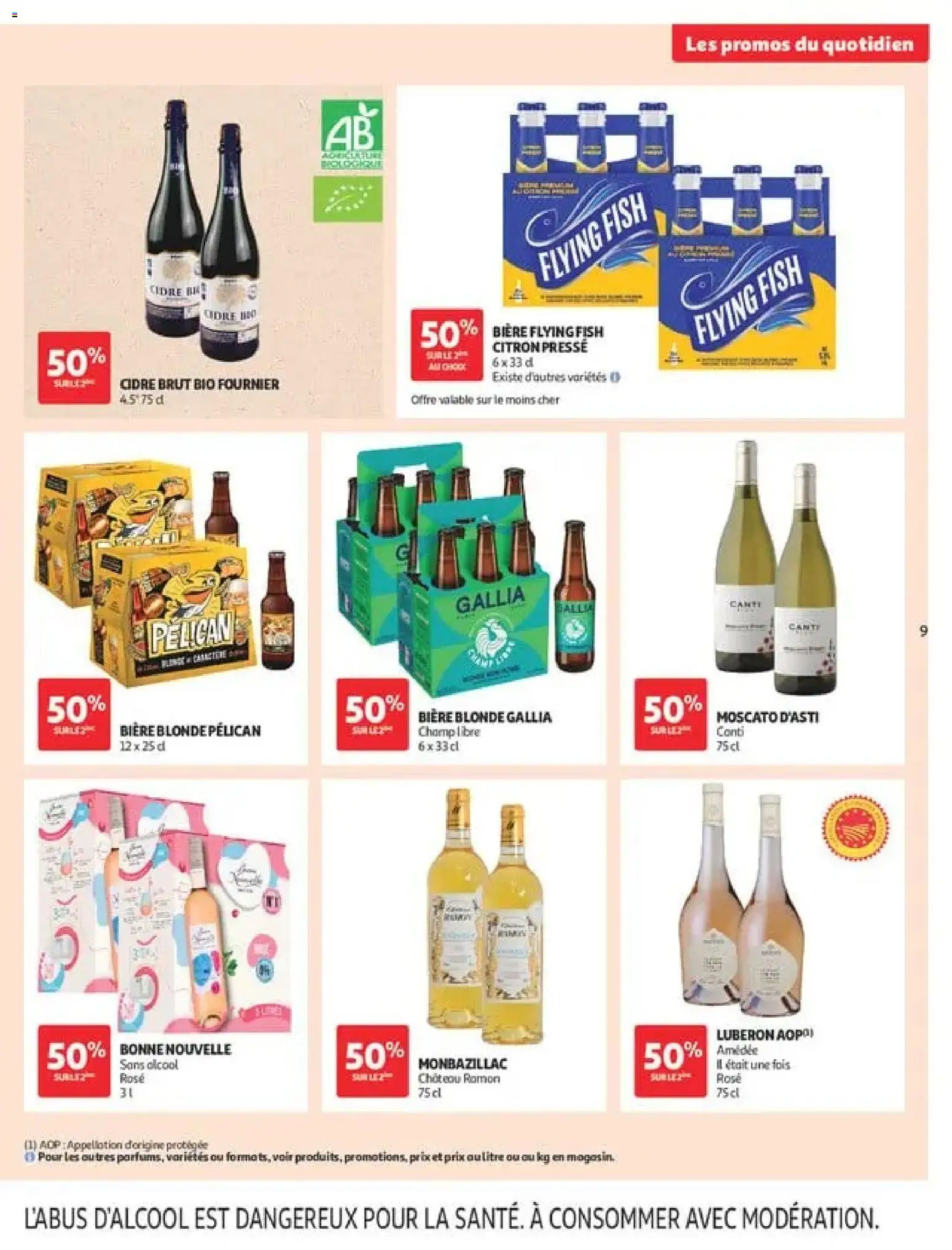 {H1} | Page: 9 | Produits: Alcool, Cidre brut, Bière blonde, Bière