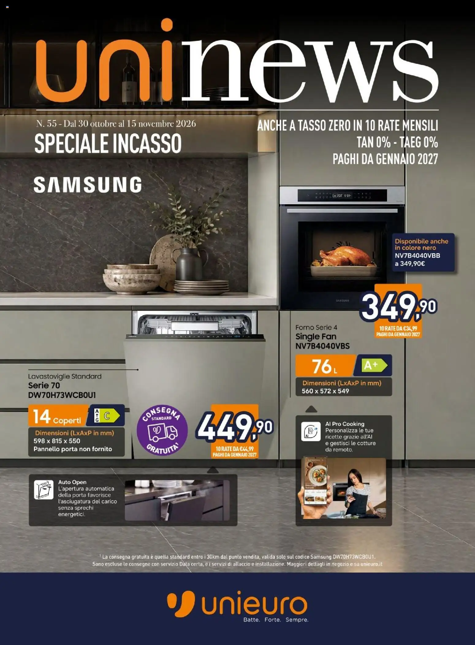 Nuovo Unieuro volantino Incasso dal 30/10/2026 > offerte anteprima 🛍️ | Pagina: 1 | Prodotti: Porta, Data, Forno, Samsung