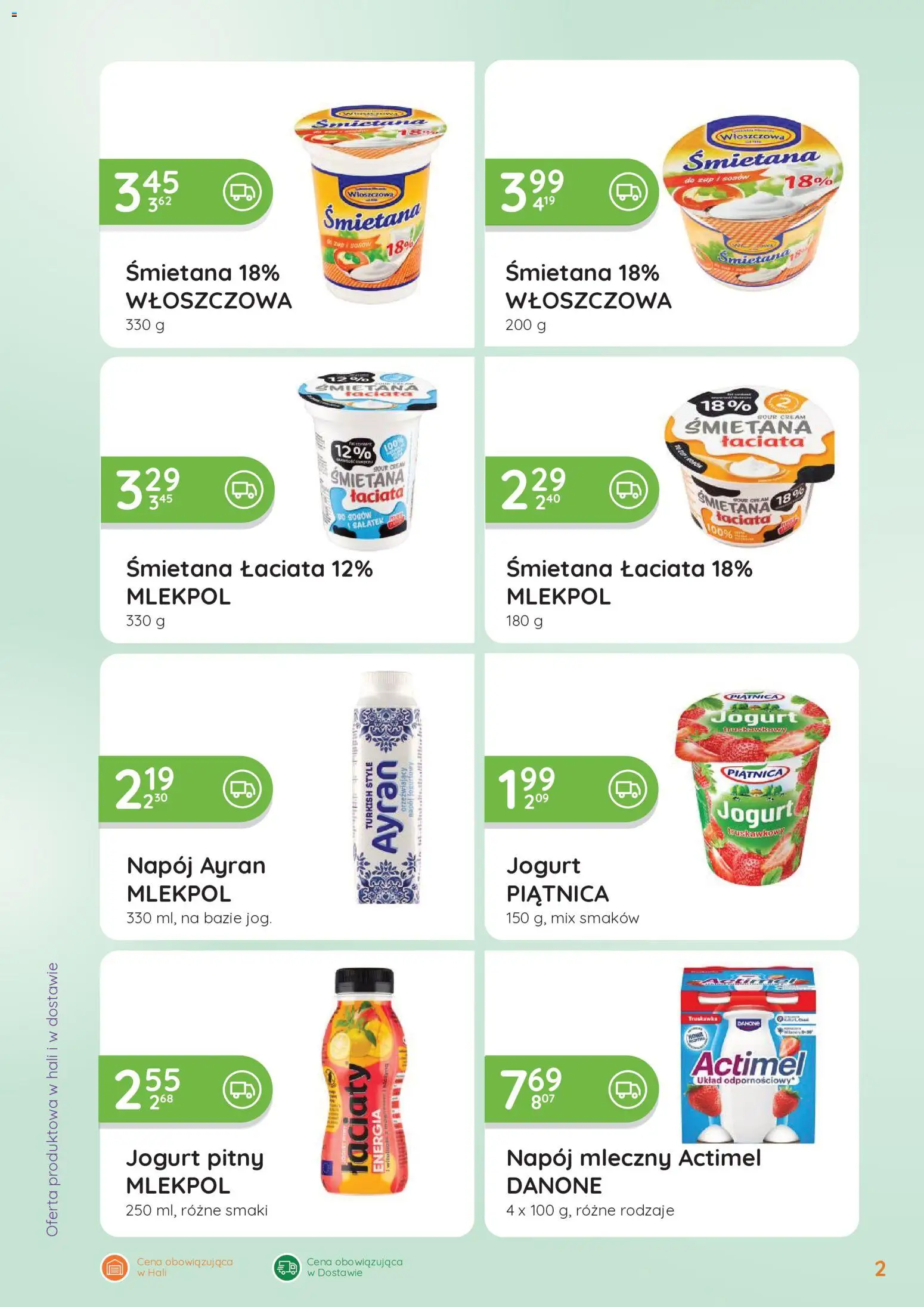 Eurocash gazetka - Oferta Handlowa od 04.05.2026 | Strona: 2 | Produkty: Jogurt pitny, Jogurt, Śmietana, Napój Ayran