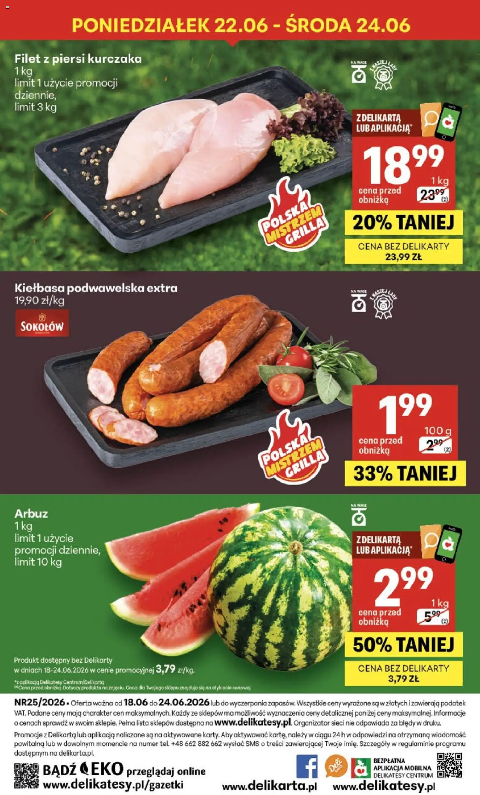 Delikatesy Centrum gazetka od 18.06.2026 | Strona: 40 | Produkty: Kiełbasa, Arbuz, Delikatesy, Kiełbasa podwawelska