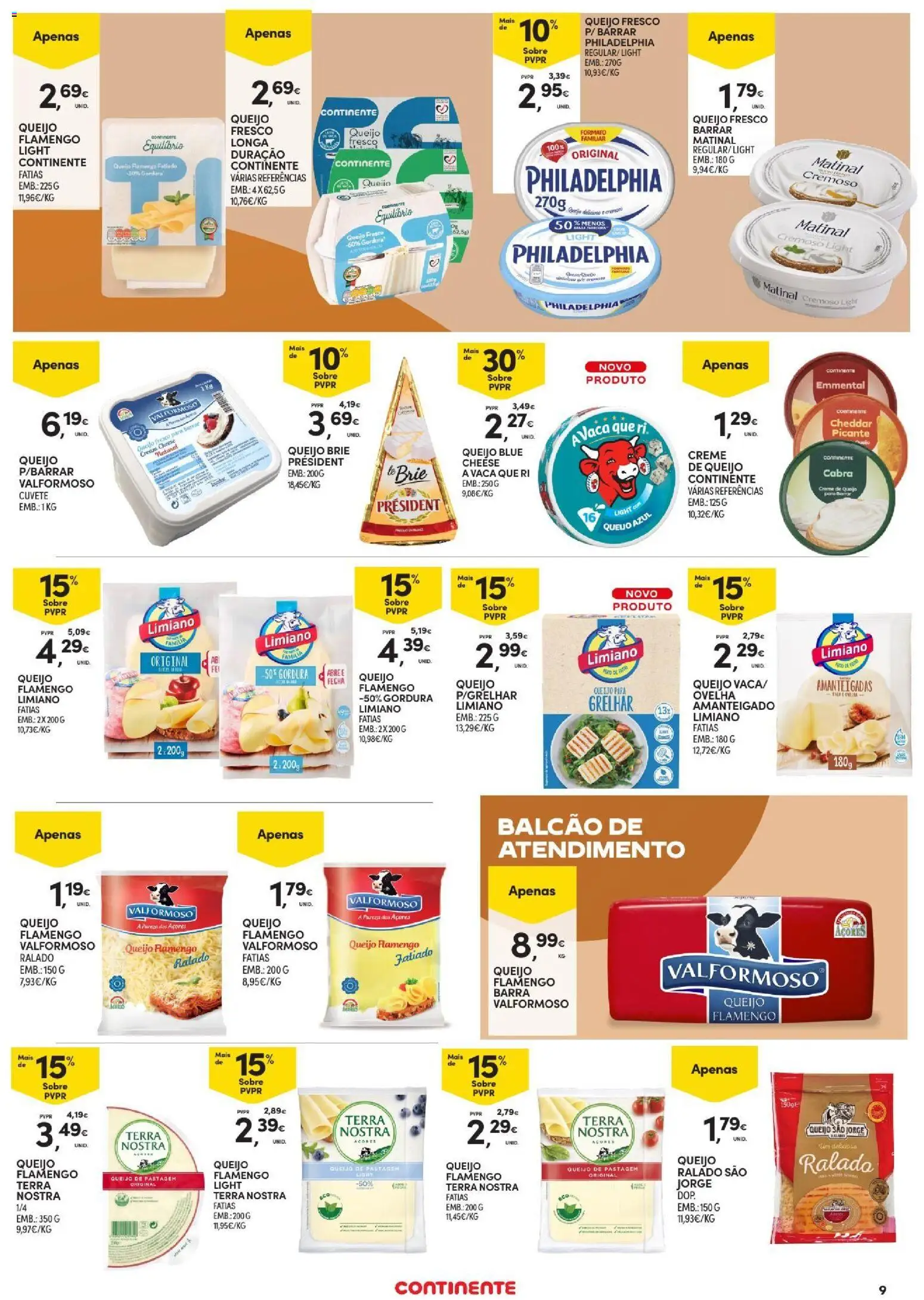 Continente Toda a gente poupa em tudo │ válido de 29/10/2026 | Página: 9 | Produtos: Queijo ralado, Cream cheese, Queijo, Cheddar