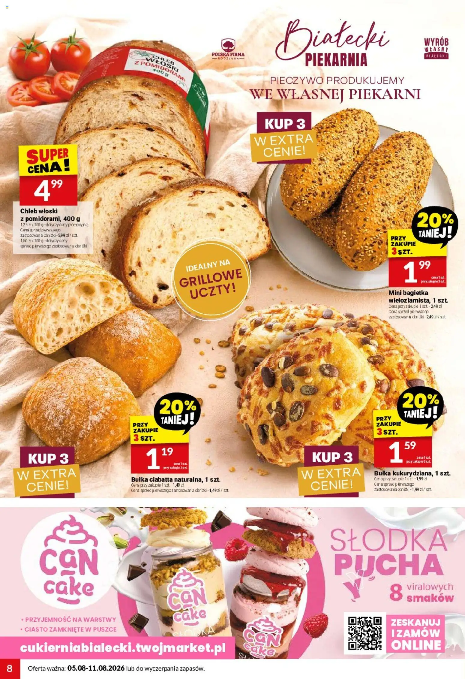 Twój Market gazetka od 05.08.2026 | Strona: 8 | Produkty: Pieczywo, Bagietka, Chleb, Ciabatta