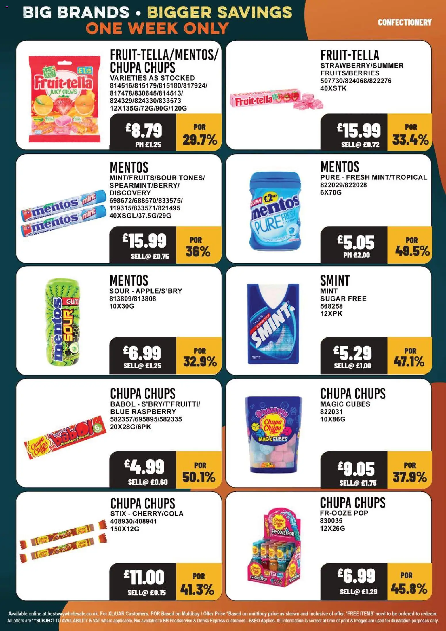 {H1} | Page: 9 | Products: Chupa chups, Sugar, Confectionery, Raspberry