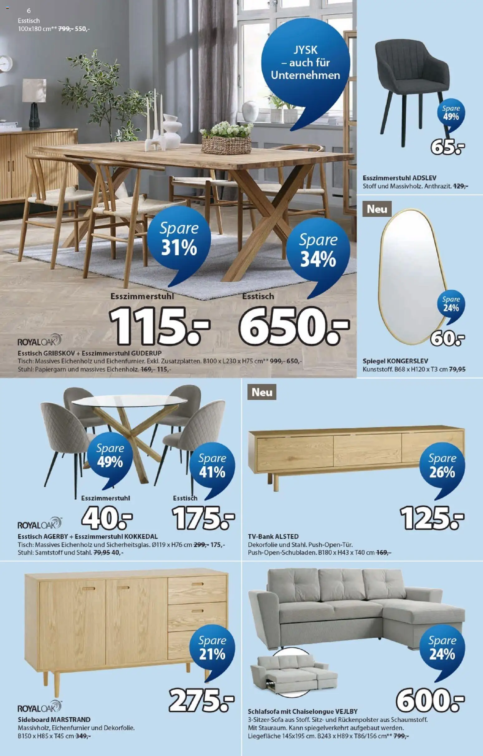 JYSK aktionen – gültig ab 18.08.2026 | Seite: 6 | Produkte: Tisch, Schlafsofa, Sideboard, Esstisch