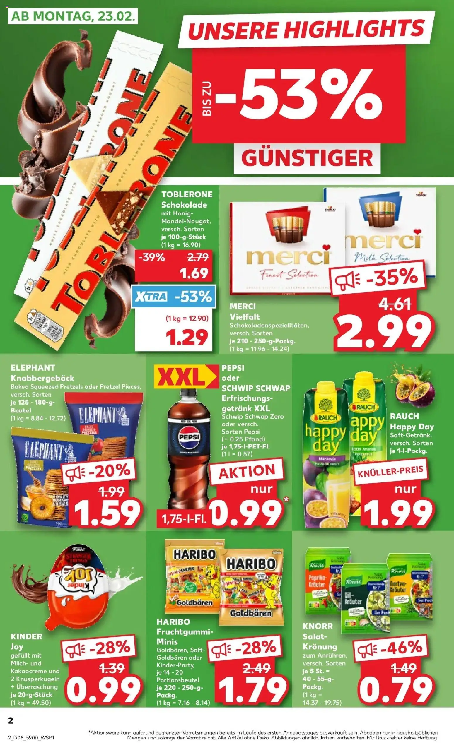 Kaufland prospekt Großenhain	 – gültig ab 22.02.2026 | Seite: 2 | Produkte: Merci, Milch, Dressing, Knorr