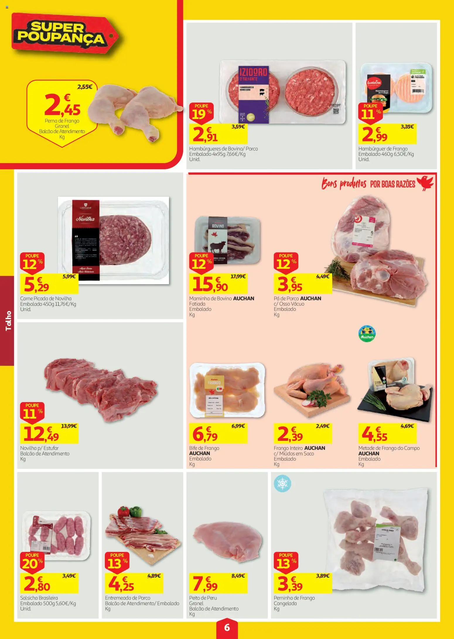 Auchan folheto │ válido de 03/09/2026 | Página: 6 | Produtos: Entremeada de porco, Peru, Pá de porco, Bife