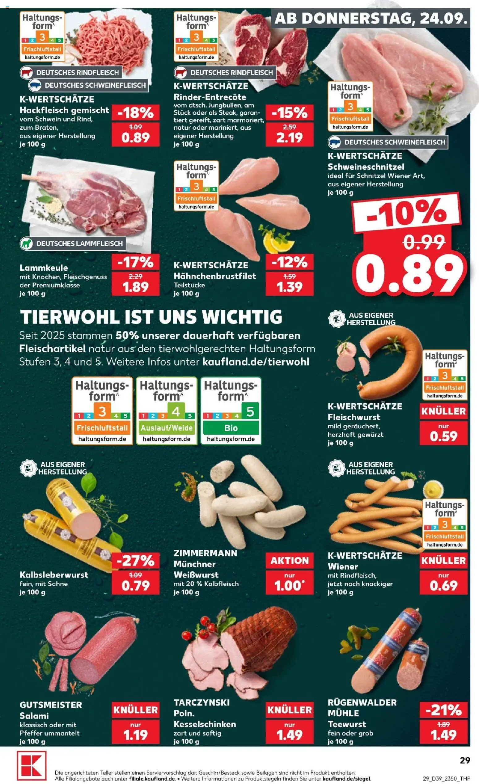 Kaufland Prospekt Völklingen – gültig ab 24.09.2026 | Seite: 29 | Produkte: Weißwurst, Pfeffer, Salami, Sahne