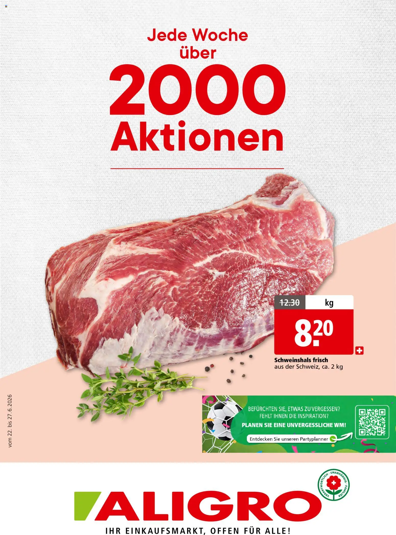 Aligro aktionen 2000 Schlieren, Gossau SG, Frauenfeld, Rapperswil-Jona, Sargans, Bern – gültig ab 21.06.2026 | Seite: 1