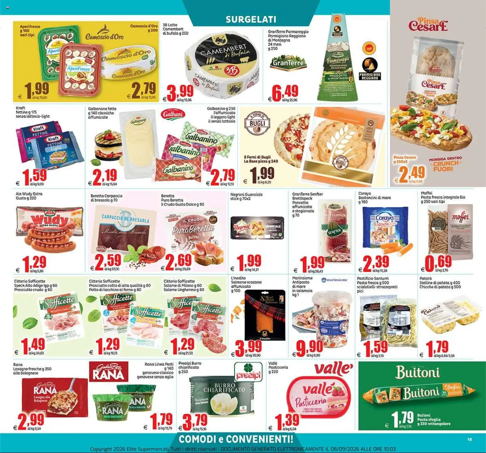 Volantino Elite Supermercati del 10/09/2026 | Pagina: 15 | Prodotti: Prosciutto Crudo, Bresaola, Prosciutto, Aglio
