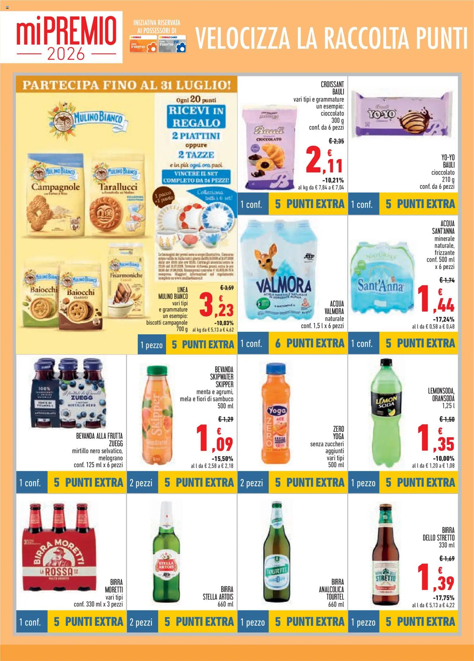 Volantino Conad del 21.05.2026 | Pagina: 14 | Prodotti: Cioccolato, Biscotti, Acqua, Birra Moretti