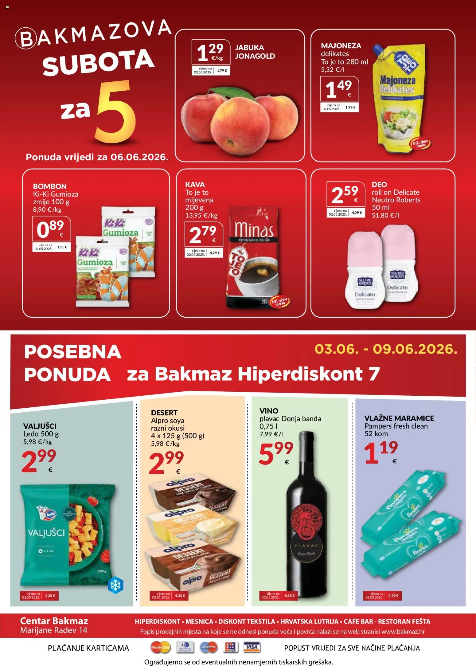 Bakmaz katalog | vrijedi od 03.06.2026 | Stranica: 8 | Proizvodi: Vlažne maramice, Vino, Majoneza, Jabuka