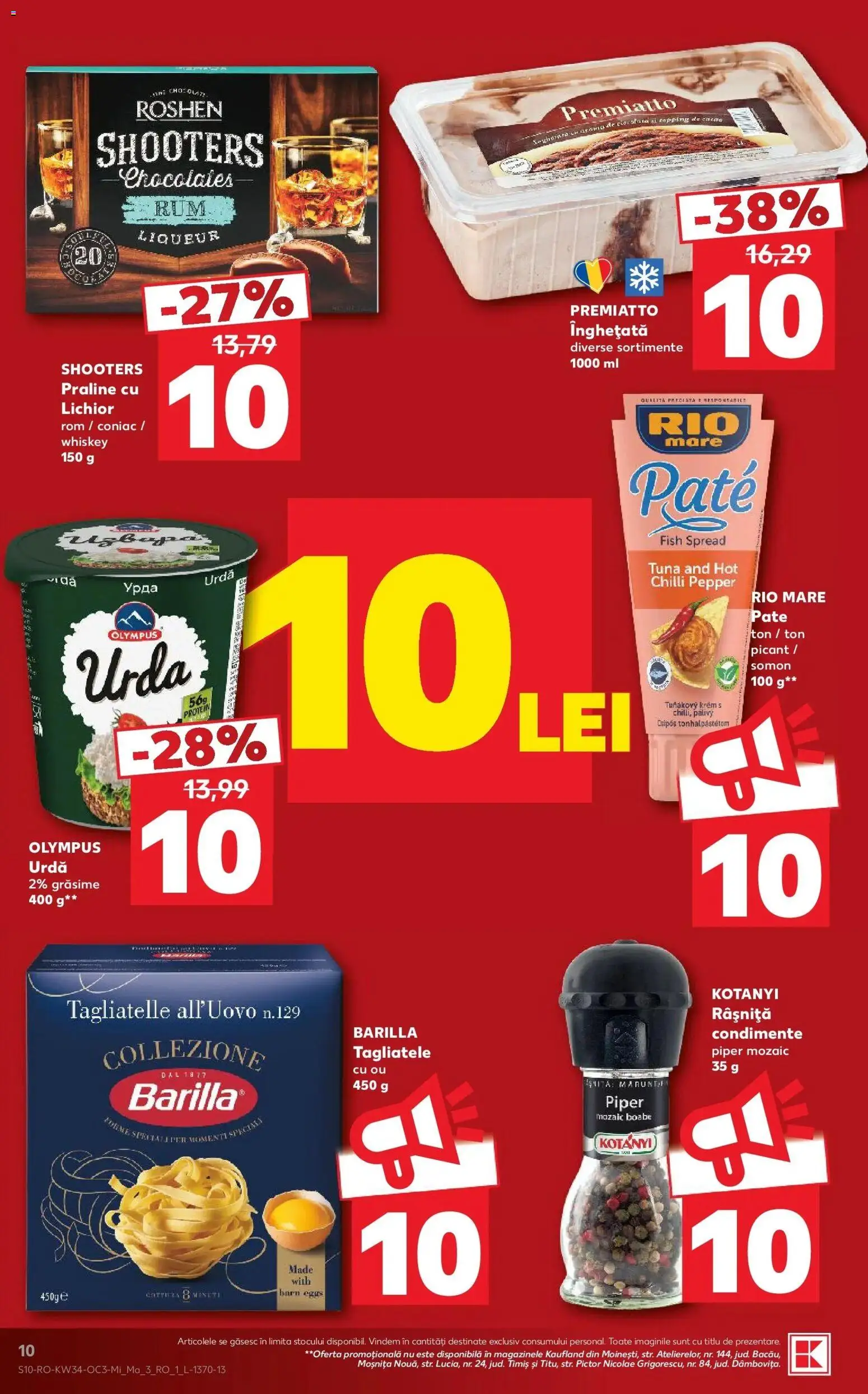 Kaufland Carei 19.08.2026 - Revista si Oferta | Pagină: 10 | Produse: Barilla, Pate, Somon, Înghețată