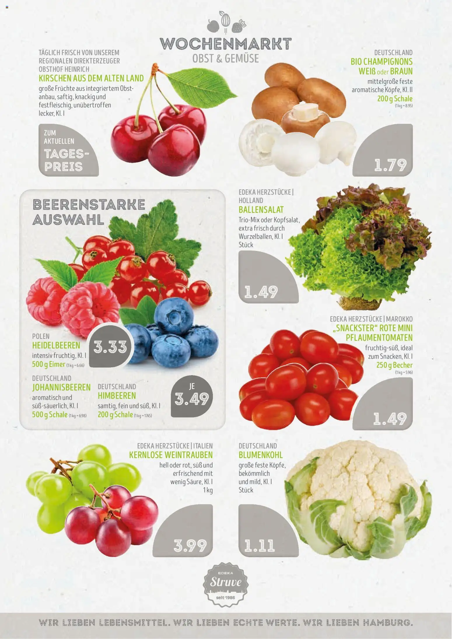 Edeka Struve Prospekt – gültig ab 10.08.2026 | Seite: 2 | Produkte: Heidelbeeren, Obst, Weintrauben, Blumenkohl