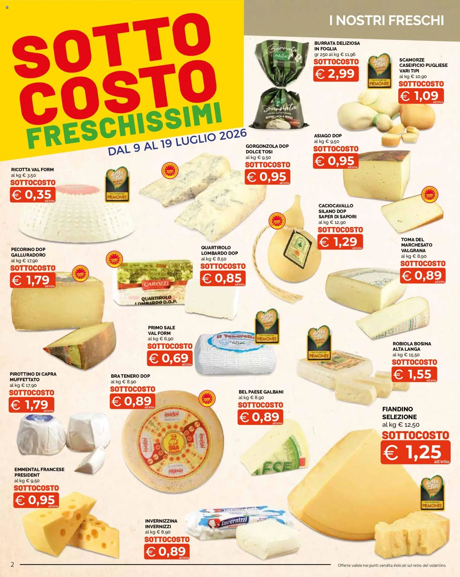 Volantino Mercatò del 09/07/2026 | Pagina: 2 | Prodotti: Sale, Ricotta, Gorgonzola, Burrata