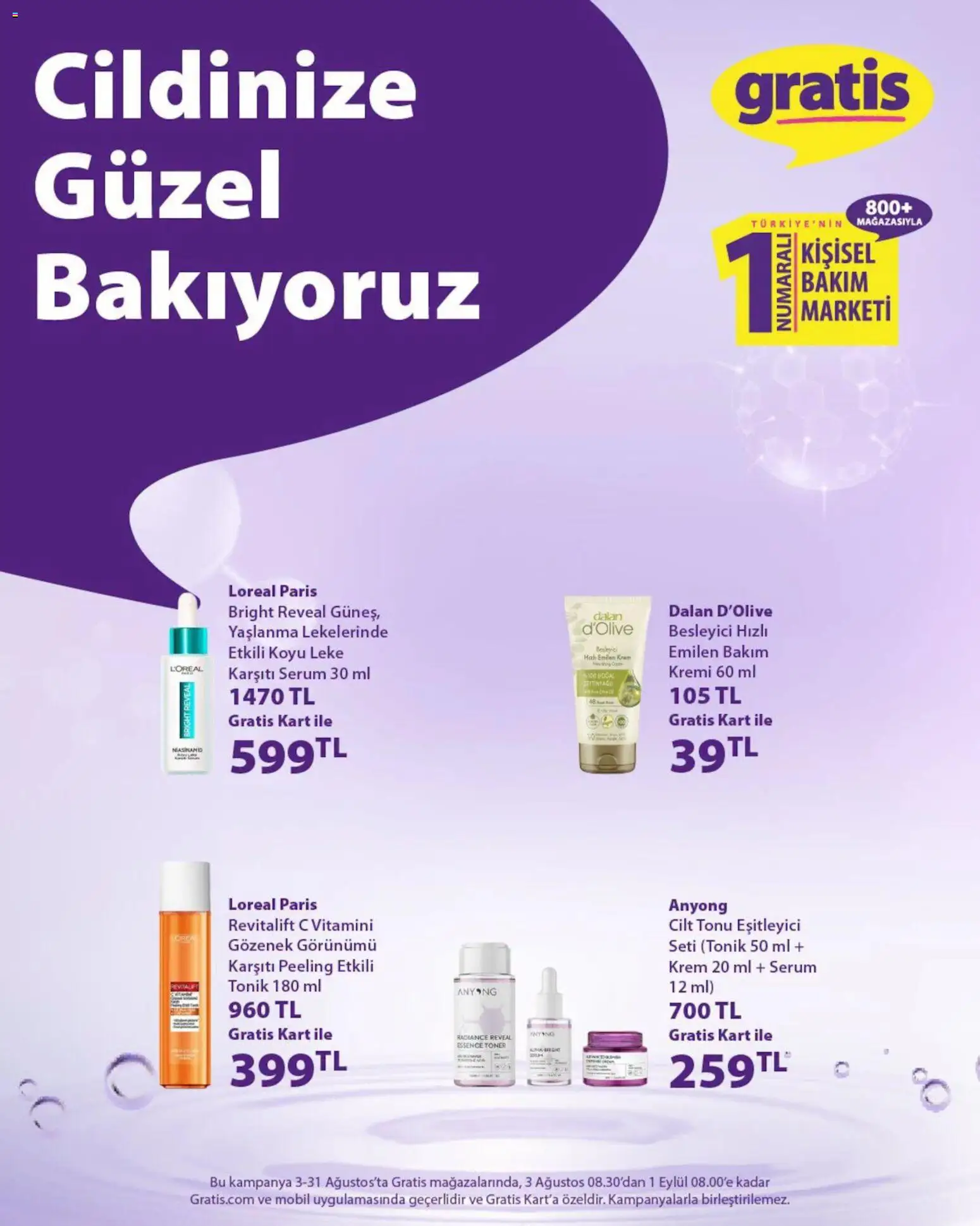 Gratis Katalog - 03 Ağustos 2026 tarihinden itibaren geçerlidir | Sayfa: 1 | Ürünler: Krem, Peeling, Toner