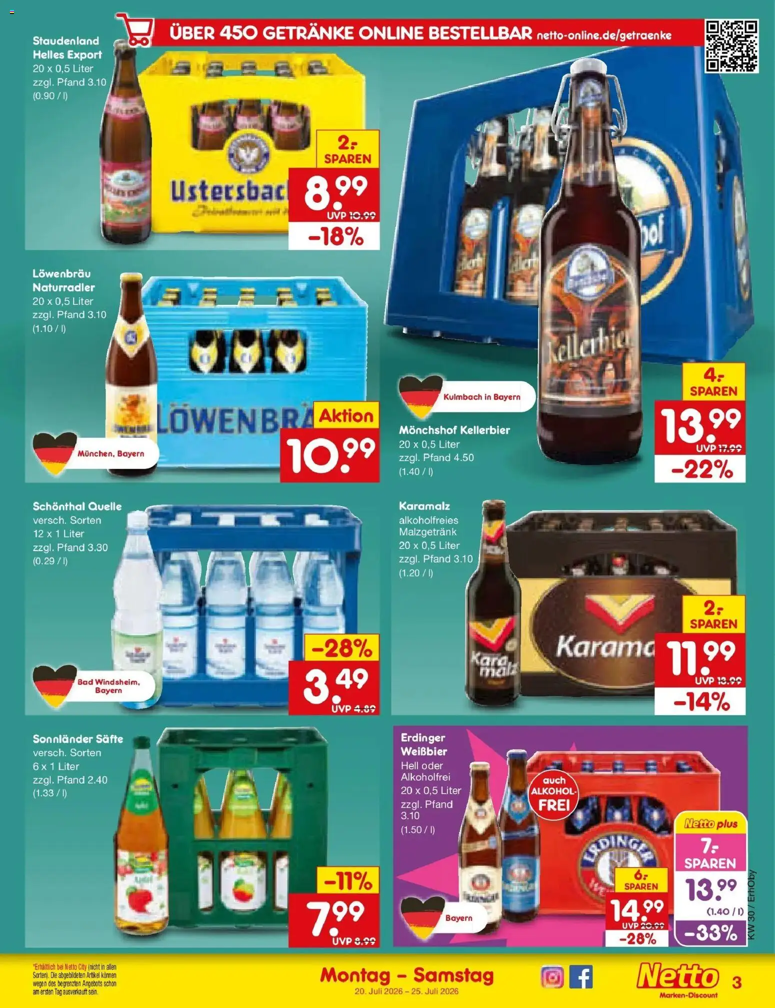 Netto Marken-Discount Prospekt Mauern – gültig ab 20.07.2026 | Seite: 57 | Produkte: Monchshof, Erdinger, Weißbier, Bad
