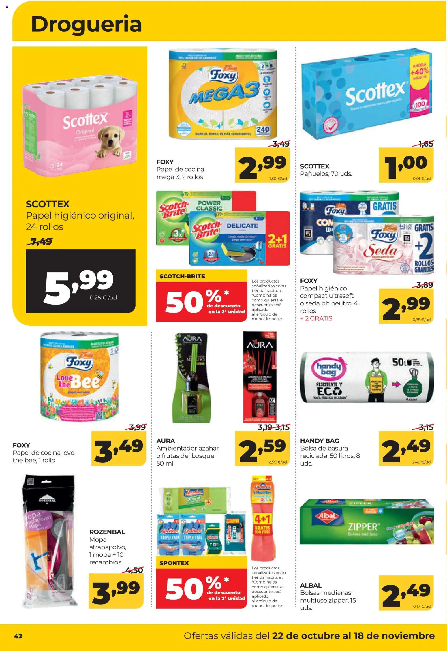 Alimerka folleto Asturias │ válido desde el 22/10/2026 | Página: 44 | Productos: Mopa, Papel higienico, Bolsa, Ambientador