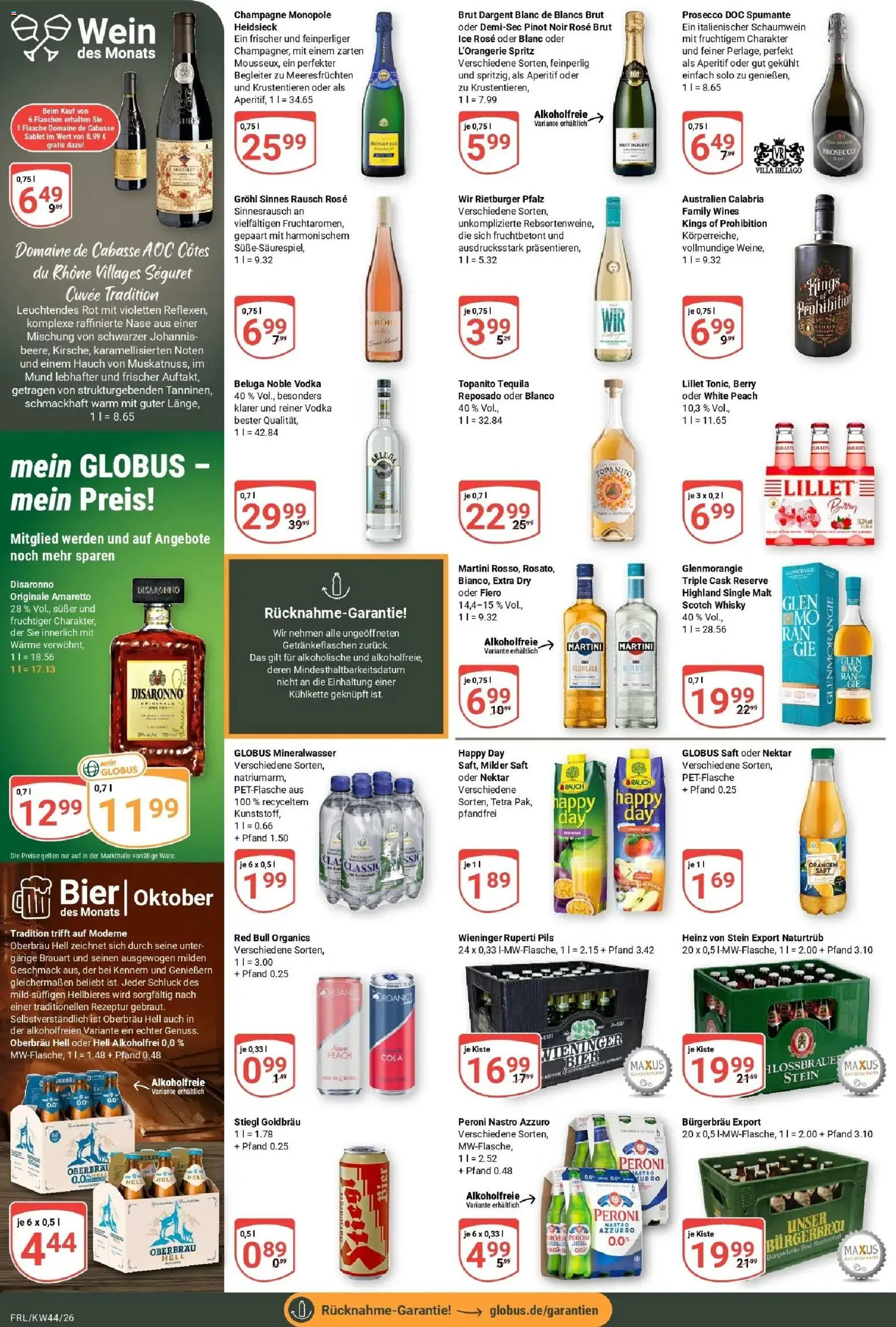 Globus Prospekt Freilassing (ab 26.10.2026) » Angebote online | Seite: 18 | Produkte: Pils, Lillet, Saft, Vodka