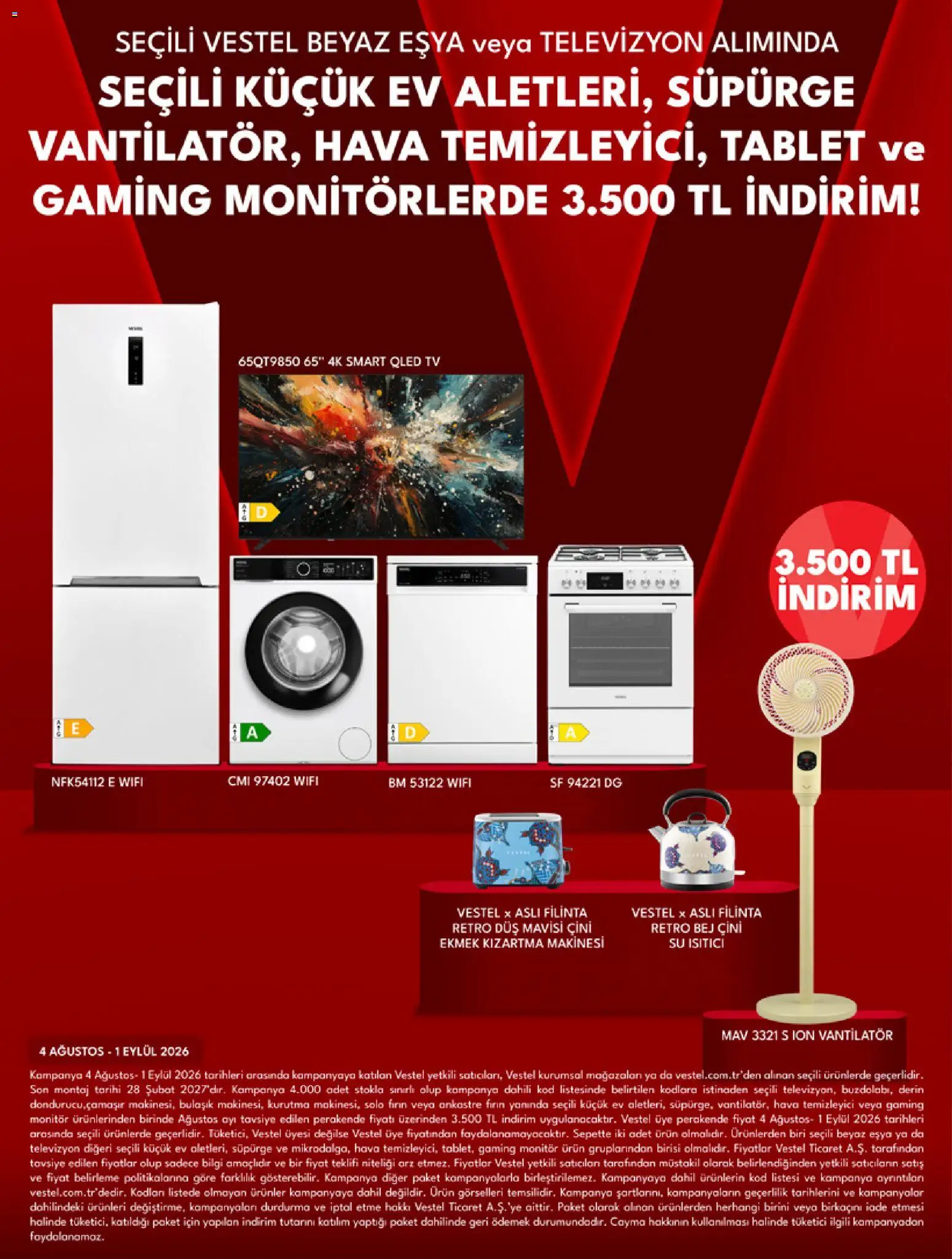 Vestel Katalog - 01 Ağustos 2026 tarihinden itibaren geçerlidir | Sayfa: 6 | Ürünler: Su ısıtıcı, Tablet, Vantilatör, Hava temizleyici