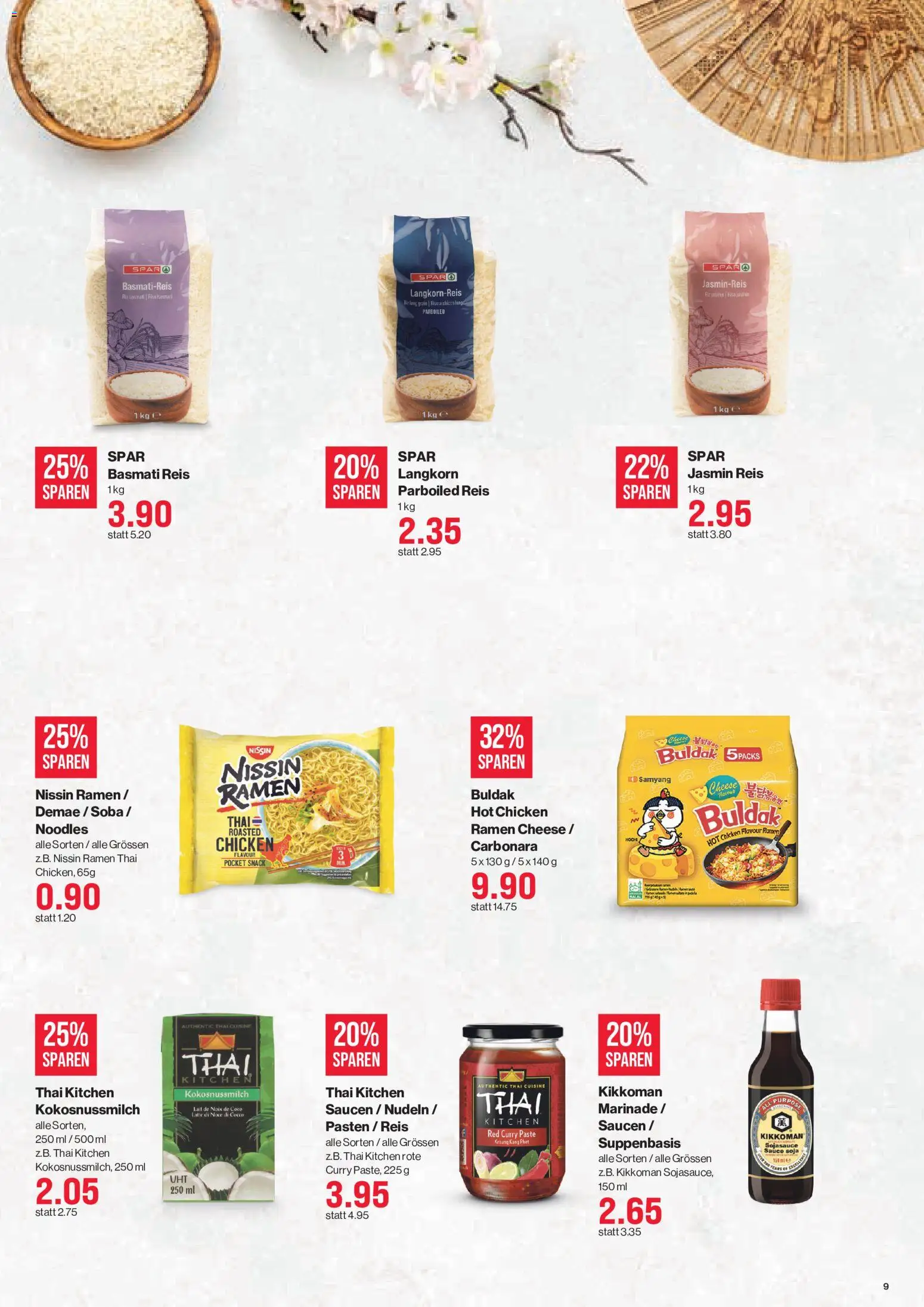 SPAR aktionen – gültig ab 03.09.2026 | Seite: 9 | Produkte: Basmatireis, Reis, Nudeln, Sojasauce