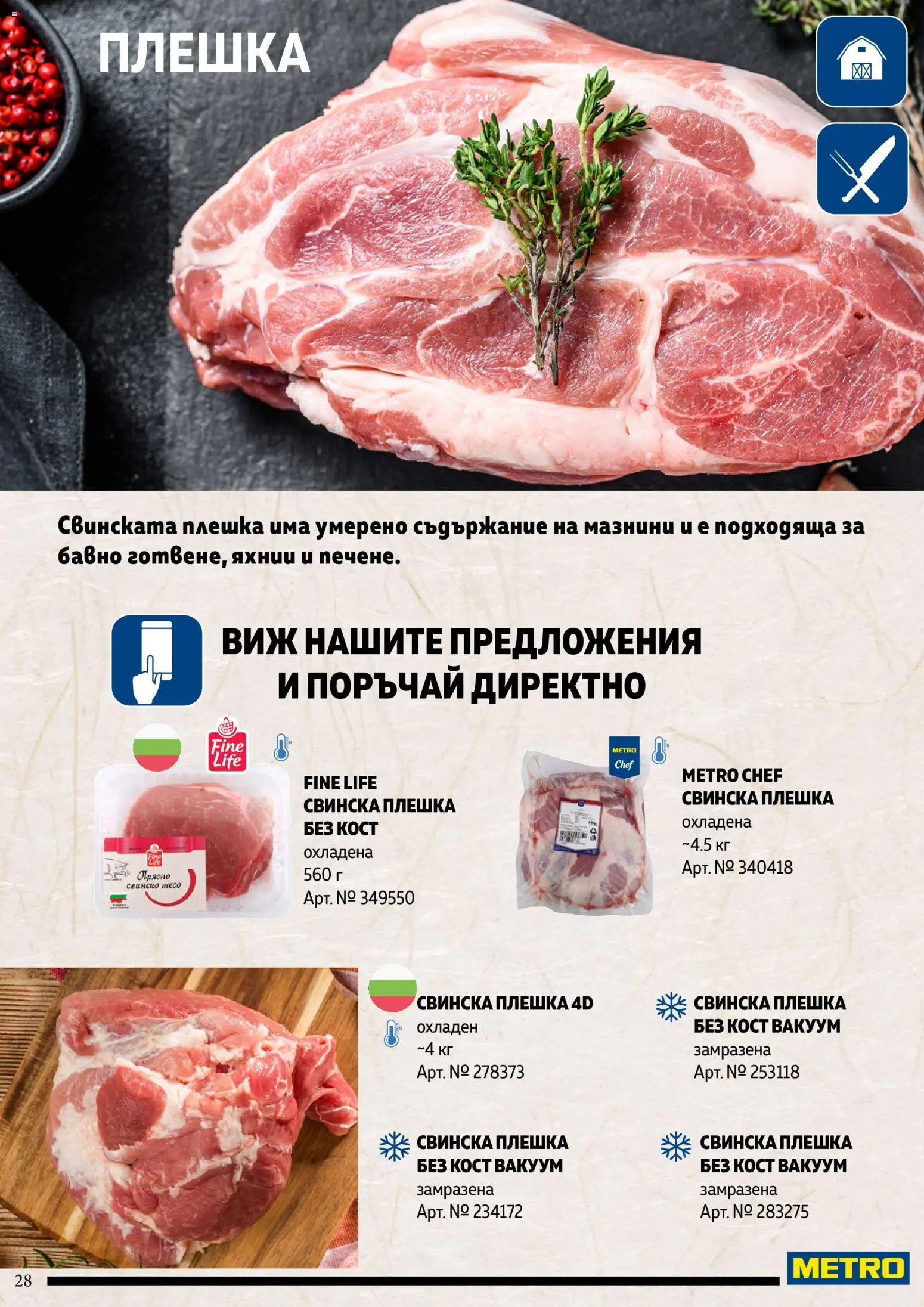 {H1} | Страница: 28 | Продукти: Свинско, Свинска плешка, Свинско месо, Месо