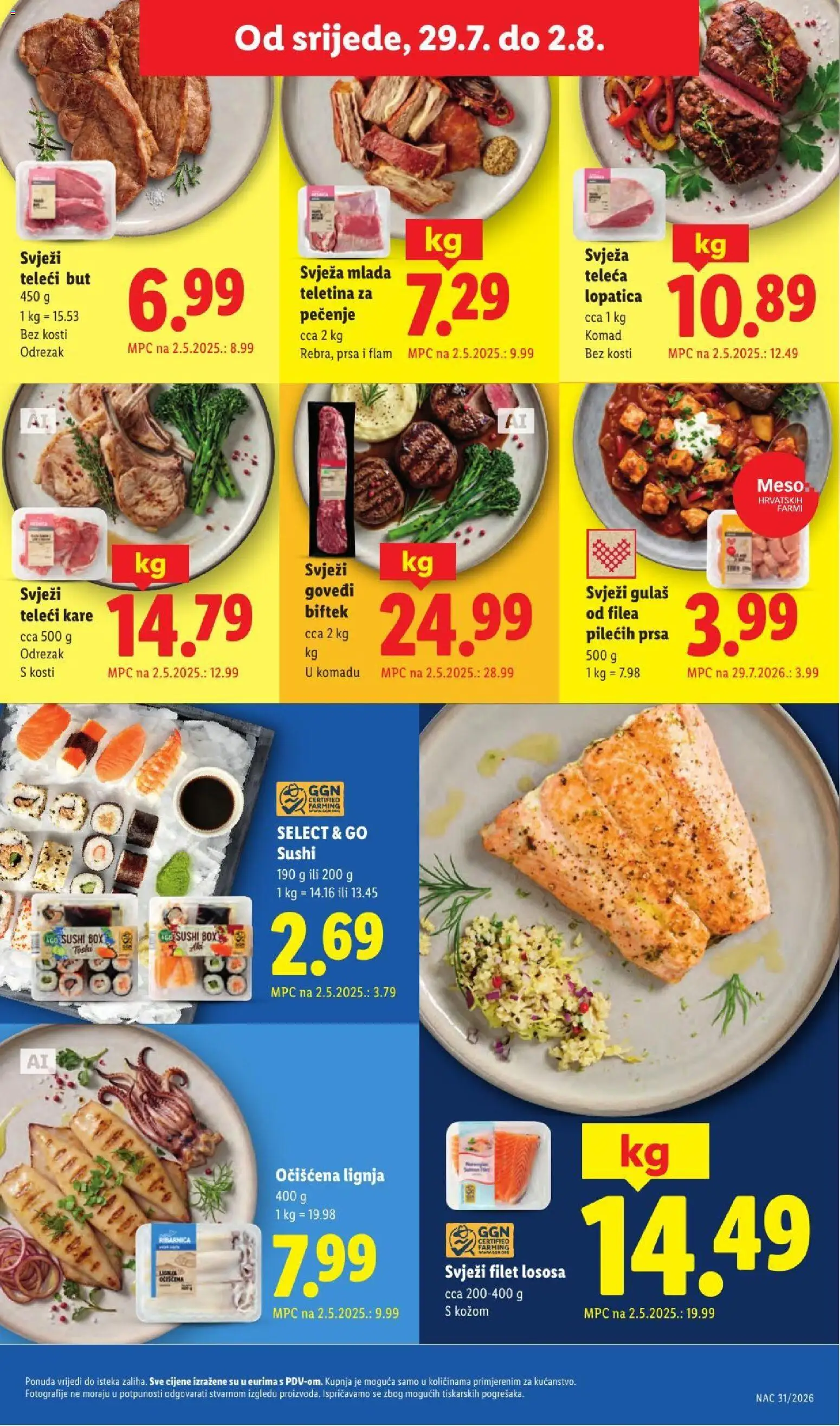 Lidl katalog | vrijedi od 23.07.2026 | Stranica: 59 | Proizvodi: Teletina, Meso, Sushi, Lopatica