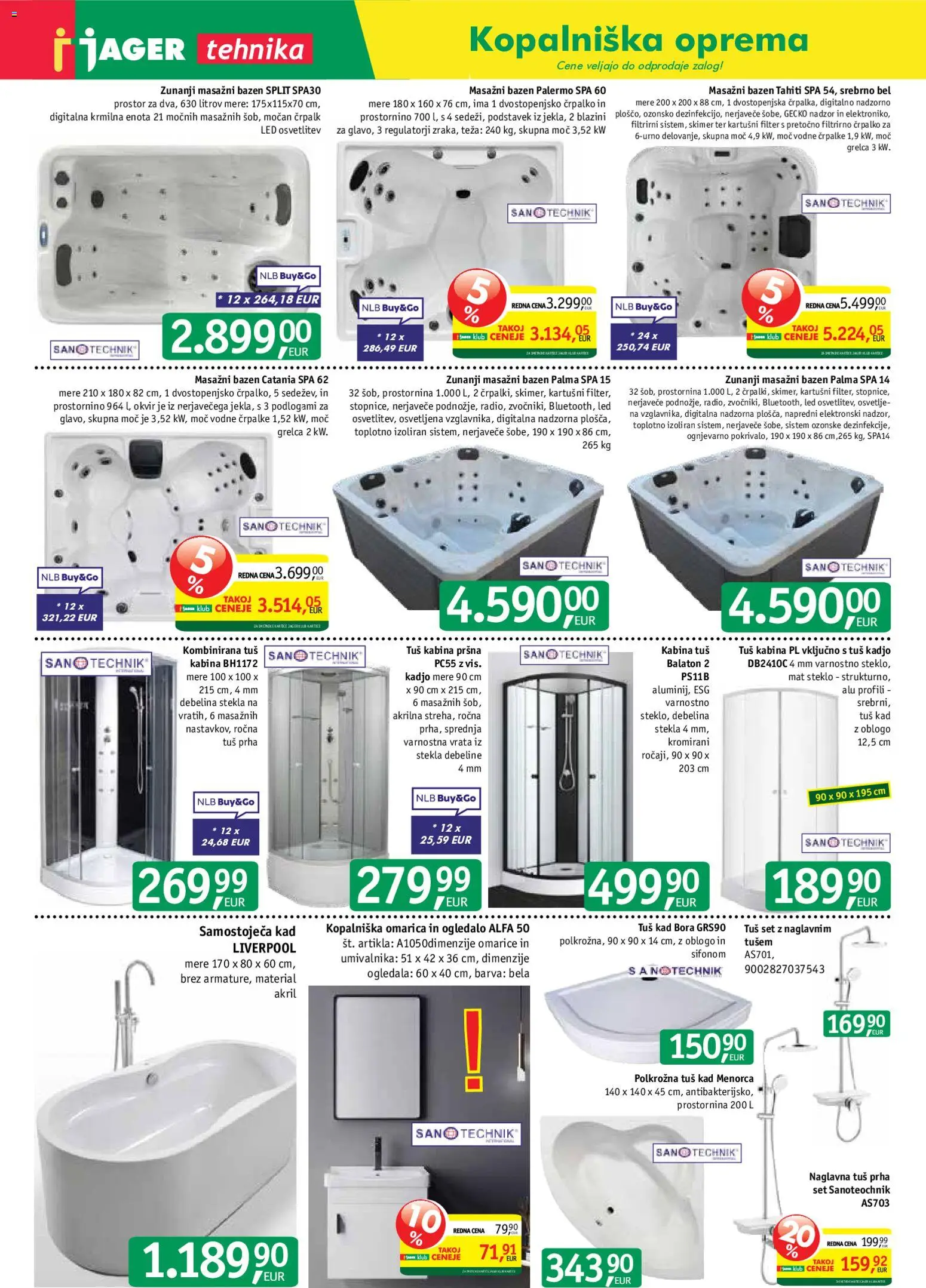 Novi Jager katalog ponudbe – veljaven od 29.07.2026 | Stran: 11 | Izdelki: Masažni bazen, Prha, Tuš kabina, Barva