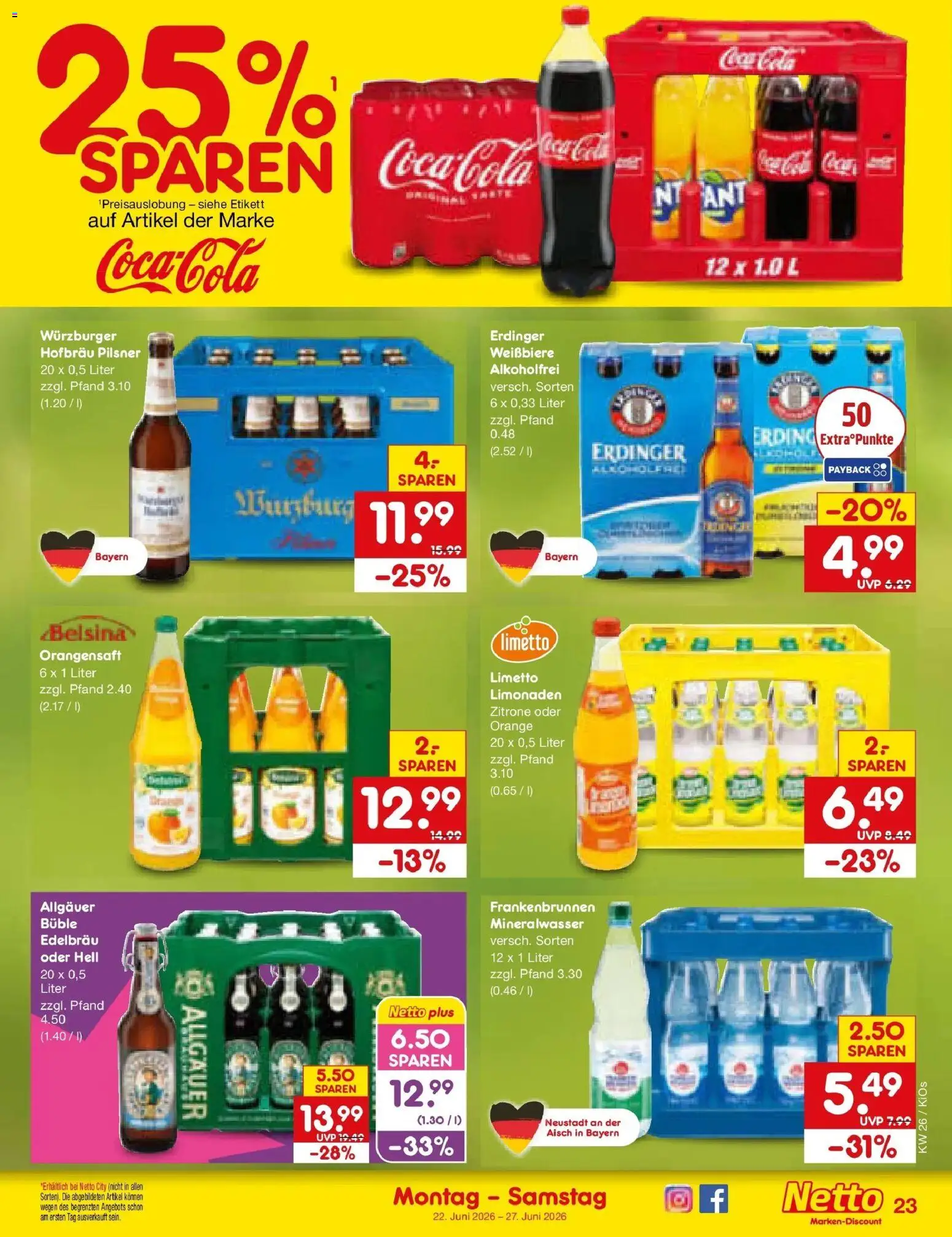 Netto Marken-Discount Prospekt Oberhaid – gültig ab 21.06.2026 | Seite: 31 | Produkte: Coca cola, Erdinger, Orangensaft, Zitrone