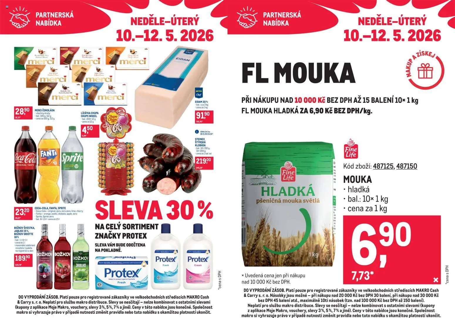 Makro leták - Partnerská nabídka od 10.05.2026 | Strana: 1 | Produkty: Klobása, Eidam, Sprite, Mouka