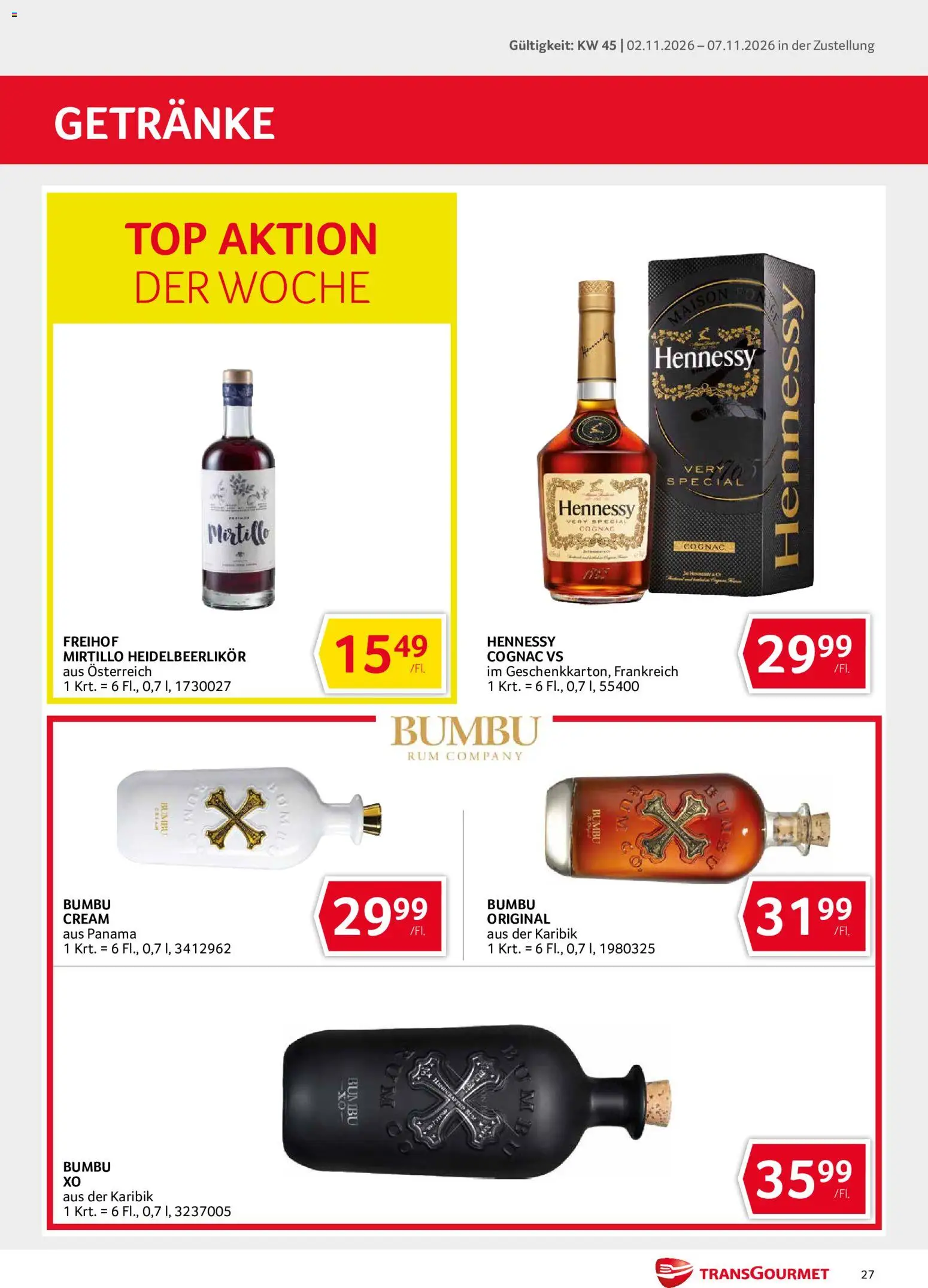 Transgourmet Flugblatt gültig ab 02.11.2026 | Seite: 27 | Produkte: Getränke
