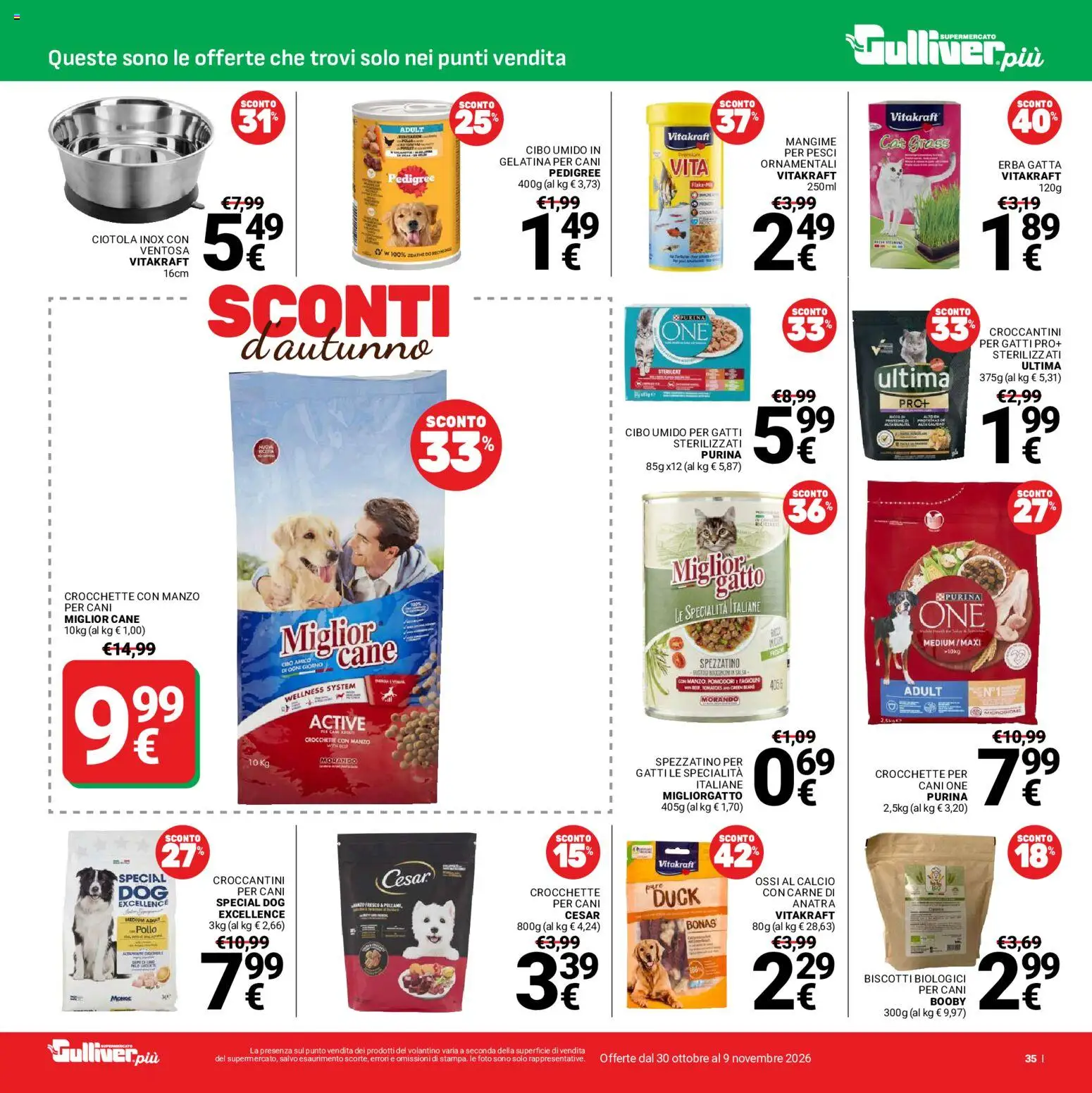 Volantino Gulliver del 30/10/2026 | Pagina: 35 | Prodotti: Biscotti, Pomodori, Specialità, Ciotola