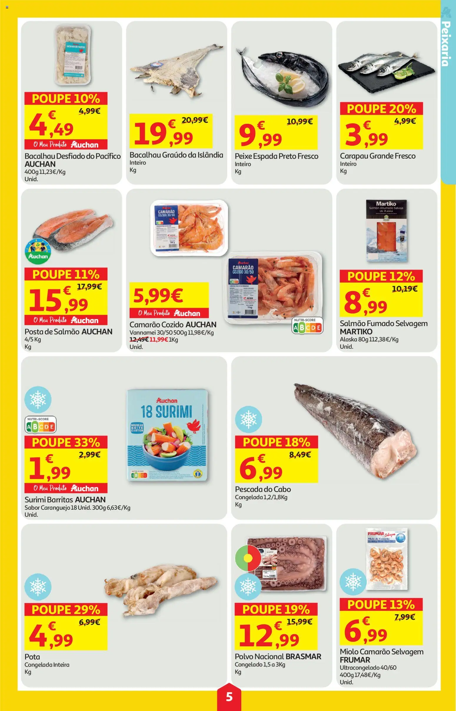 Auchan folheto │ válido de 04.06.2026 | Página: 5 | Produtos: Cabo, Polvo, Caranguejo, Peixe