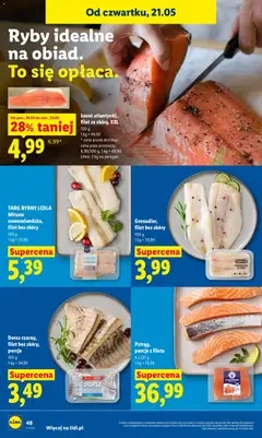Pogląd oferty "Dorsz czarny, filet bez skóry, porcje, 100 g" - ważna od 21.05.2026 | Strona: 50 | Produkty: Miruna, Dorsz, Łosoś, Ryby