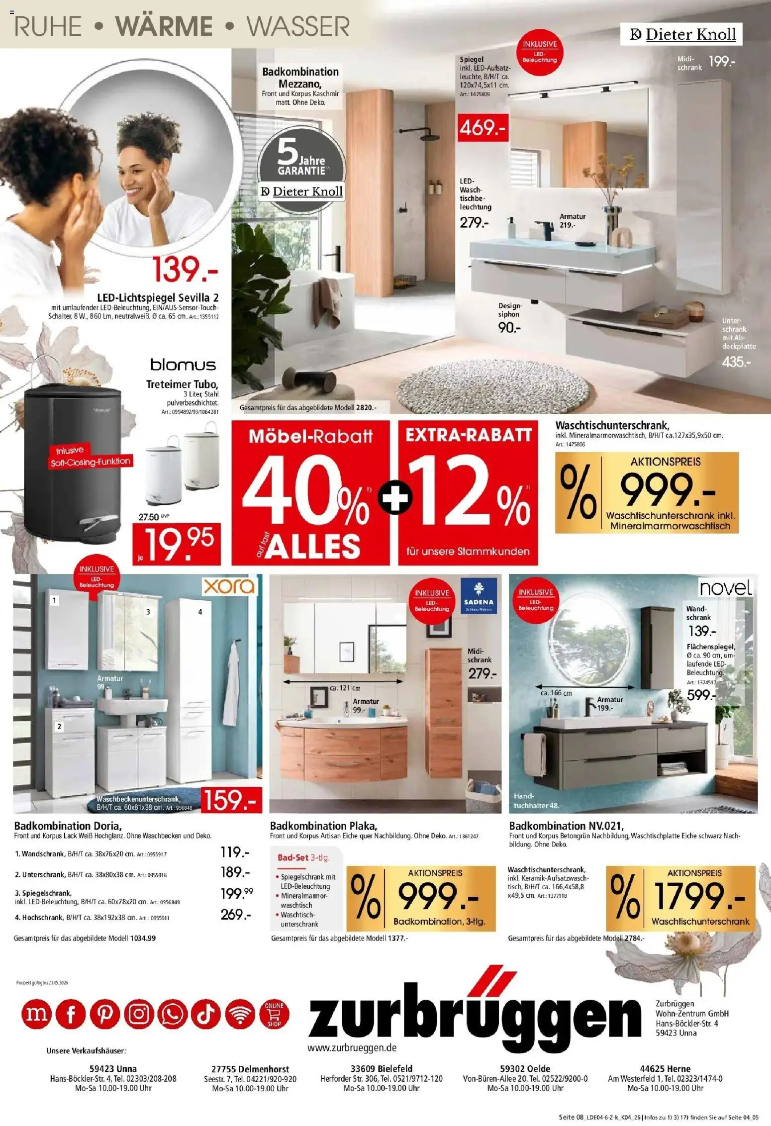 Zurbrüggen - Zurbrüggen: Küchen für ihr Zuhause – gültig ab 03.04.2026 | Seite: 16 | Produkte: Schrank, Waschbecken, Spiegel, Uhr