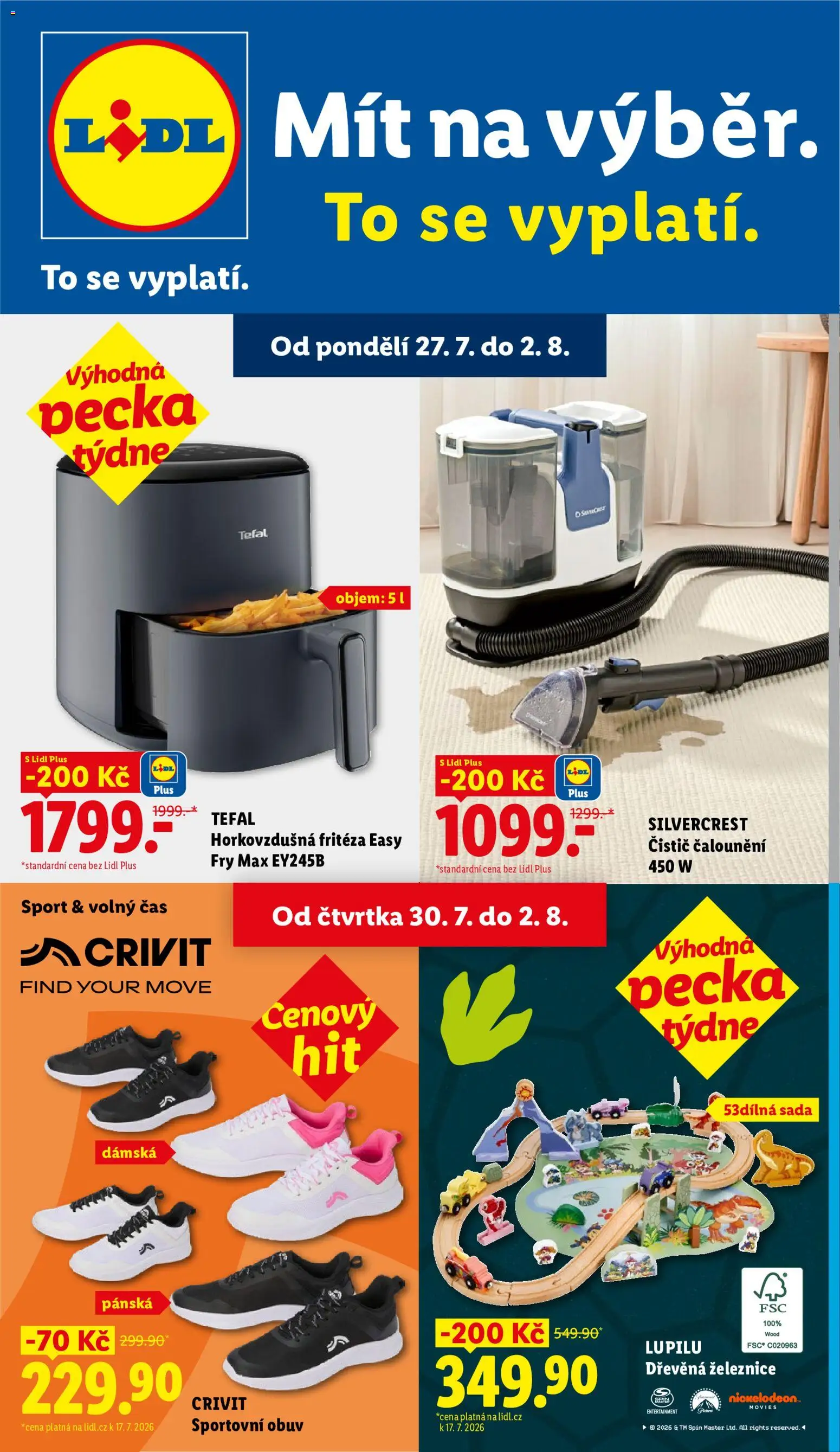 Lidl leták - Spotřební zboží od 27.07.2026 | Strana: 1 | Produkty: Obuv, Fritéza, Tefal, Horkovzdušná fritéza