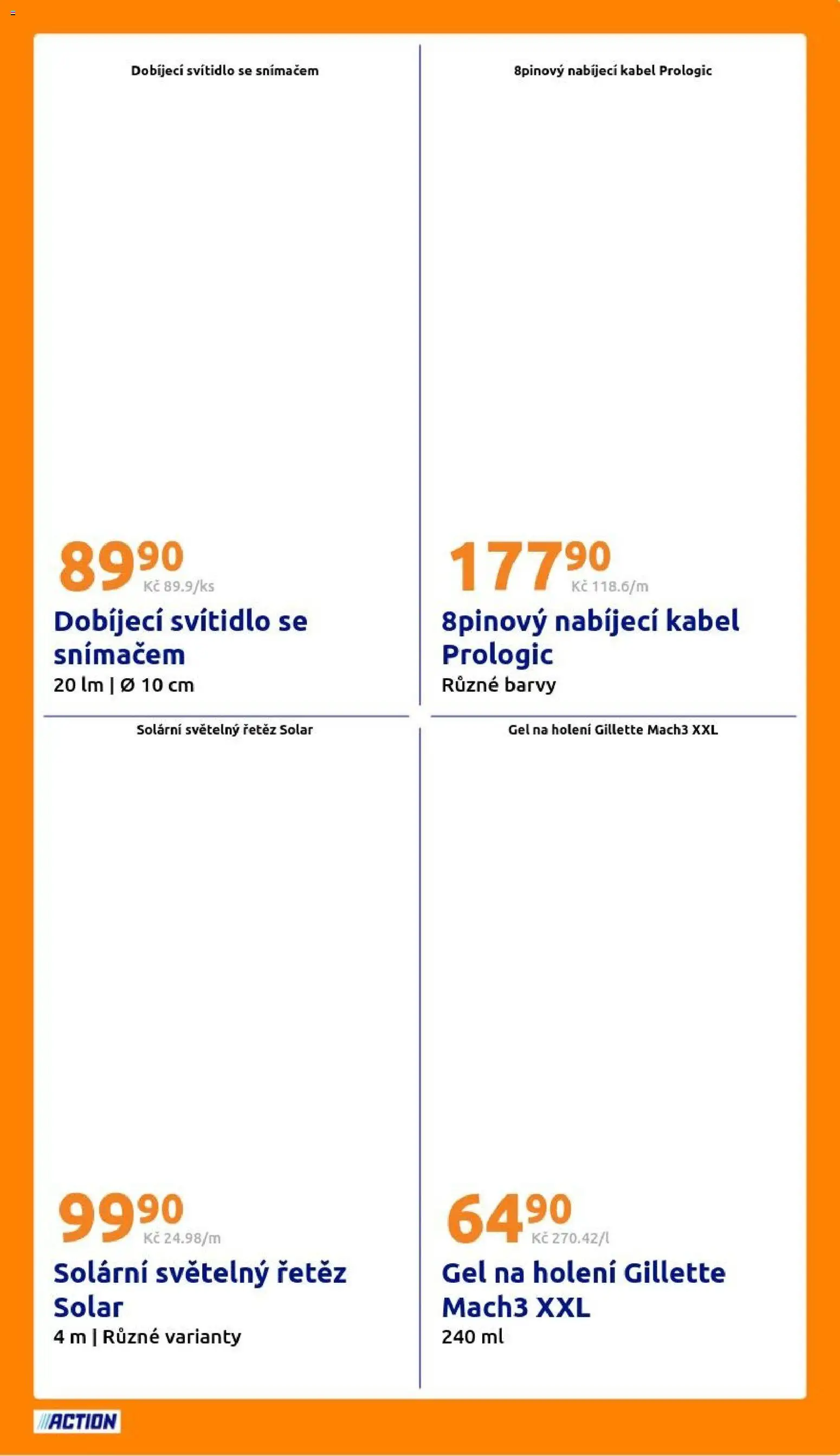 Action leták od 12.08.2026 | Strana: 21 | Produkty: Gel na holení, Kabel, Světelný řetěz, Gillette Mach3