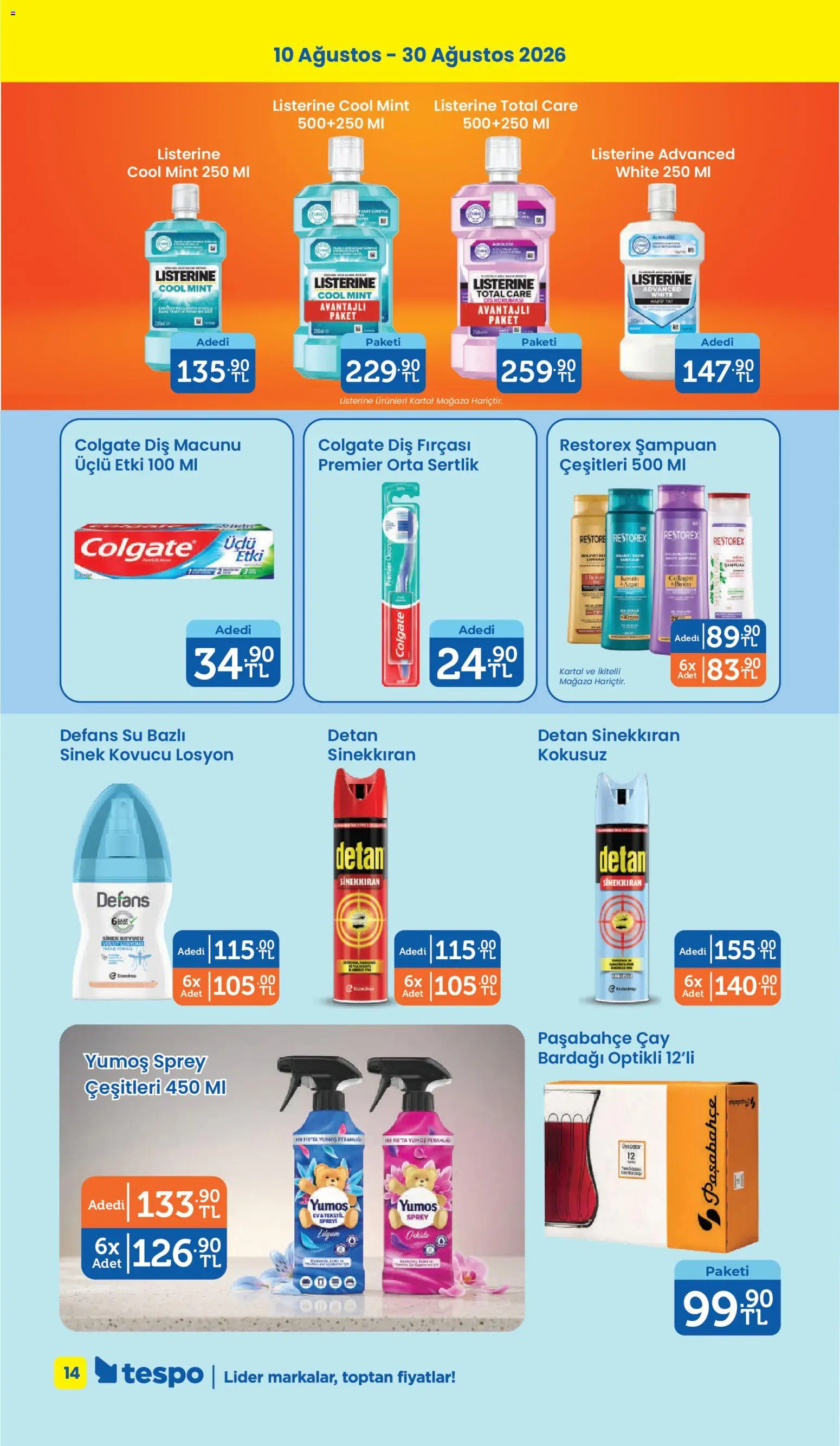Tespo Katalog - 10 Ağustos 2026 tarihinden itibaren geçerlidir | Sayfa: 14 | Ürünler: Şampuan, Diş fırçası, Çay, Su
