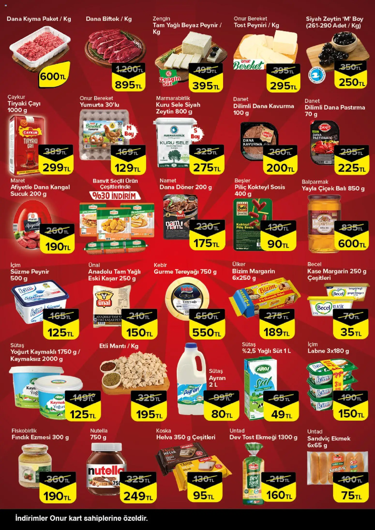 Onur Market Katalog - 09 Eylül 2026 tarihinden itibaren geçerlidir | Sayfa: 2 | Ürünler: Kaşe, Yumurta, Zeytin, Sucuk