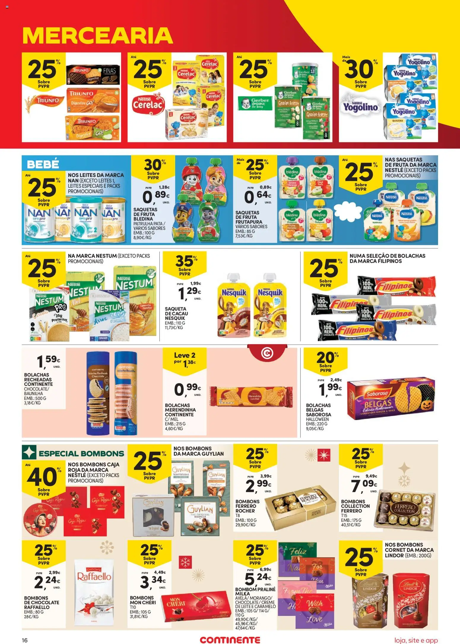 Continente folheto Bom Dia │ válido de 13/10/2026 | Página: 16 | Produtos: Bolachas, Leite, Lindor, Proteina