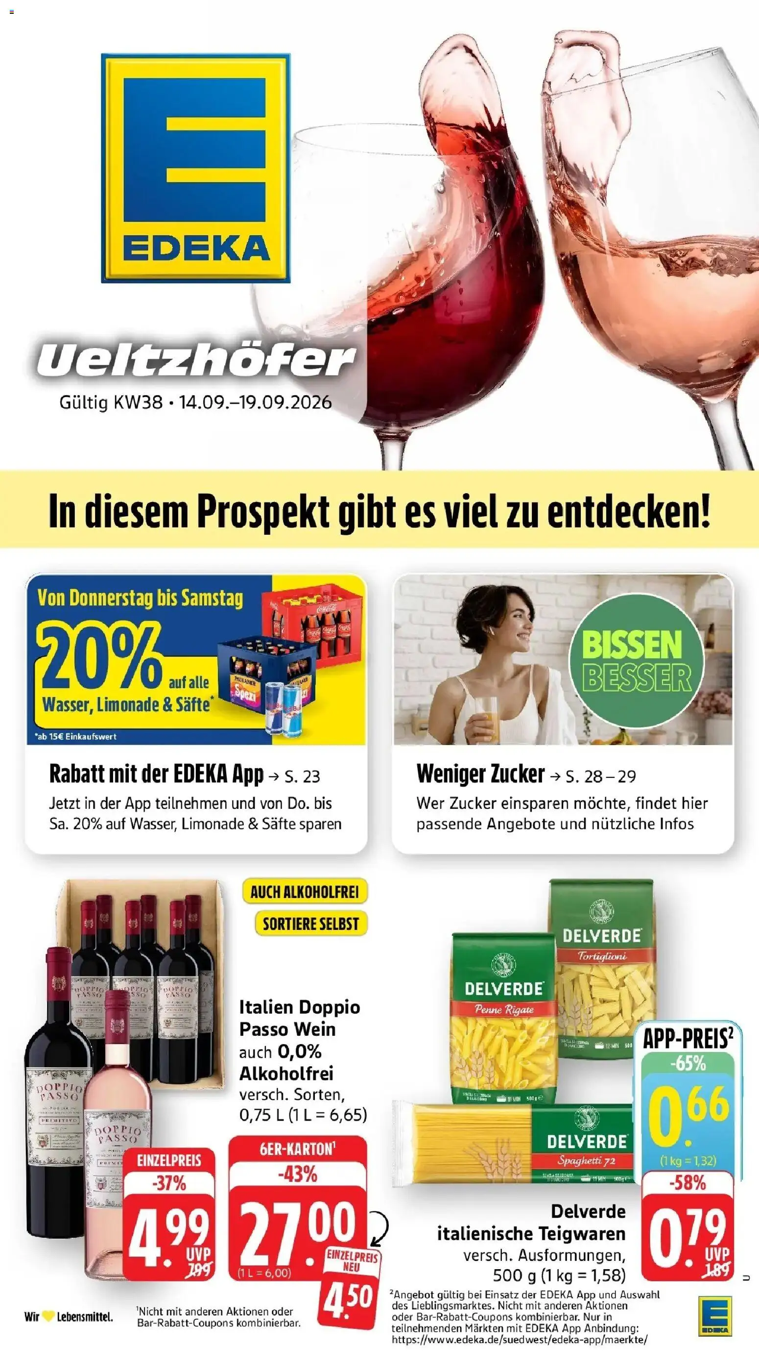 Edeka Prospekt Heilbronn-Sontheim (ab 14.09.2026) » Angebote Online | Seite: 1 | Produkte: Spaghetti, Limonade, Doppio Passo, Wein